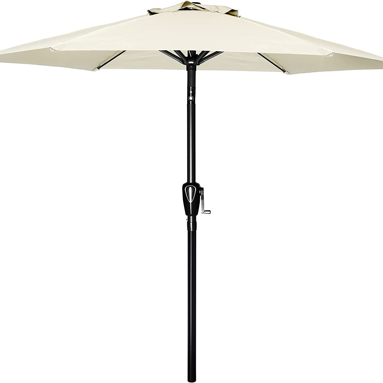 Simple Deluxe 7.5' Patio Outdoor Table Market Yard Umbrella with Push Button Tilt/Crank, 6 Sturdy Ribs for Garden, Deck, Backyard, Pool, 7.5ft, Beige--1