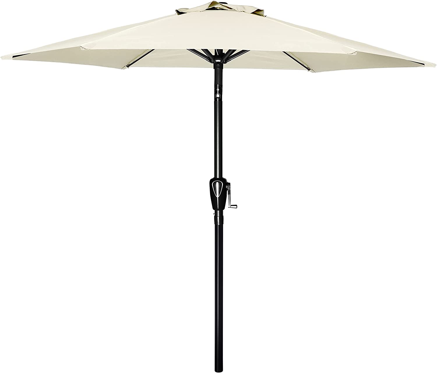 Simple Deluxe 7.5' Patio Outdoor Table Market Yard Umbrella with Push Button Tilt/Crank, 6 Sturdy Ribs for Garden, Deck, Backyard, Pool, 7.5ft, Beige--1