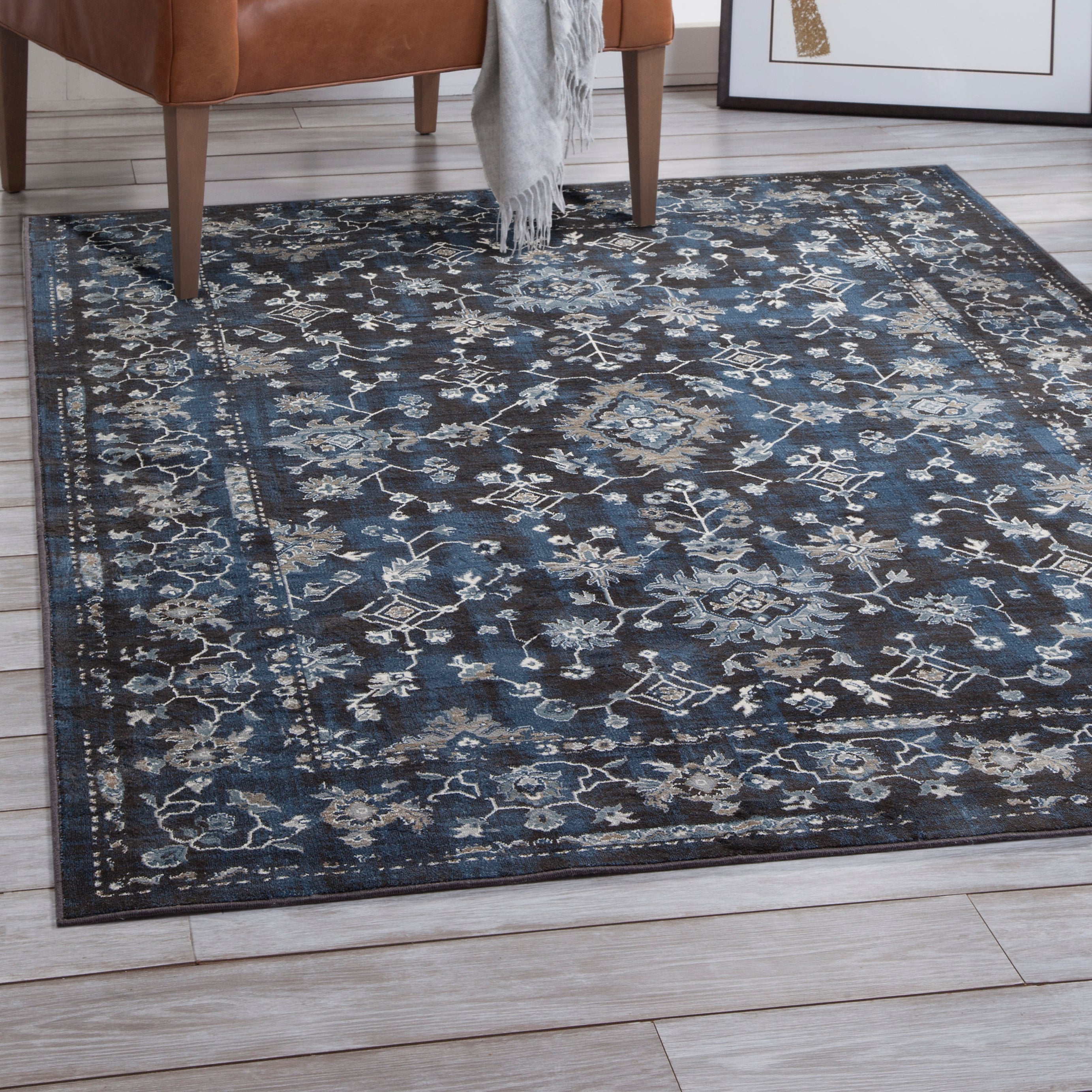 Clayton Blue, Ivory, and Natural Area Rug 5x8--1