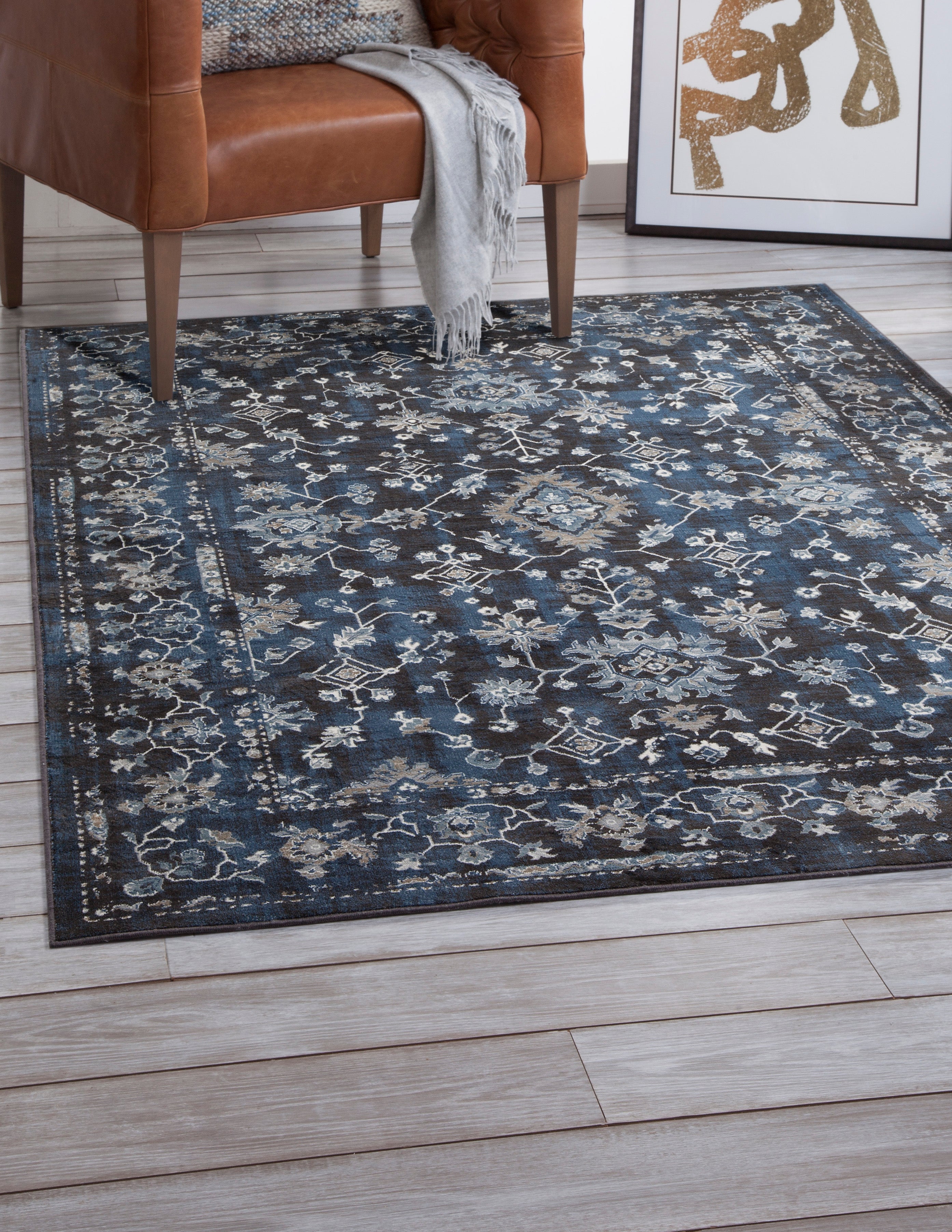 Clayton Blue, Ivory, and Natural Area Rug 5x8--1