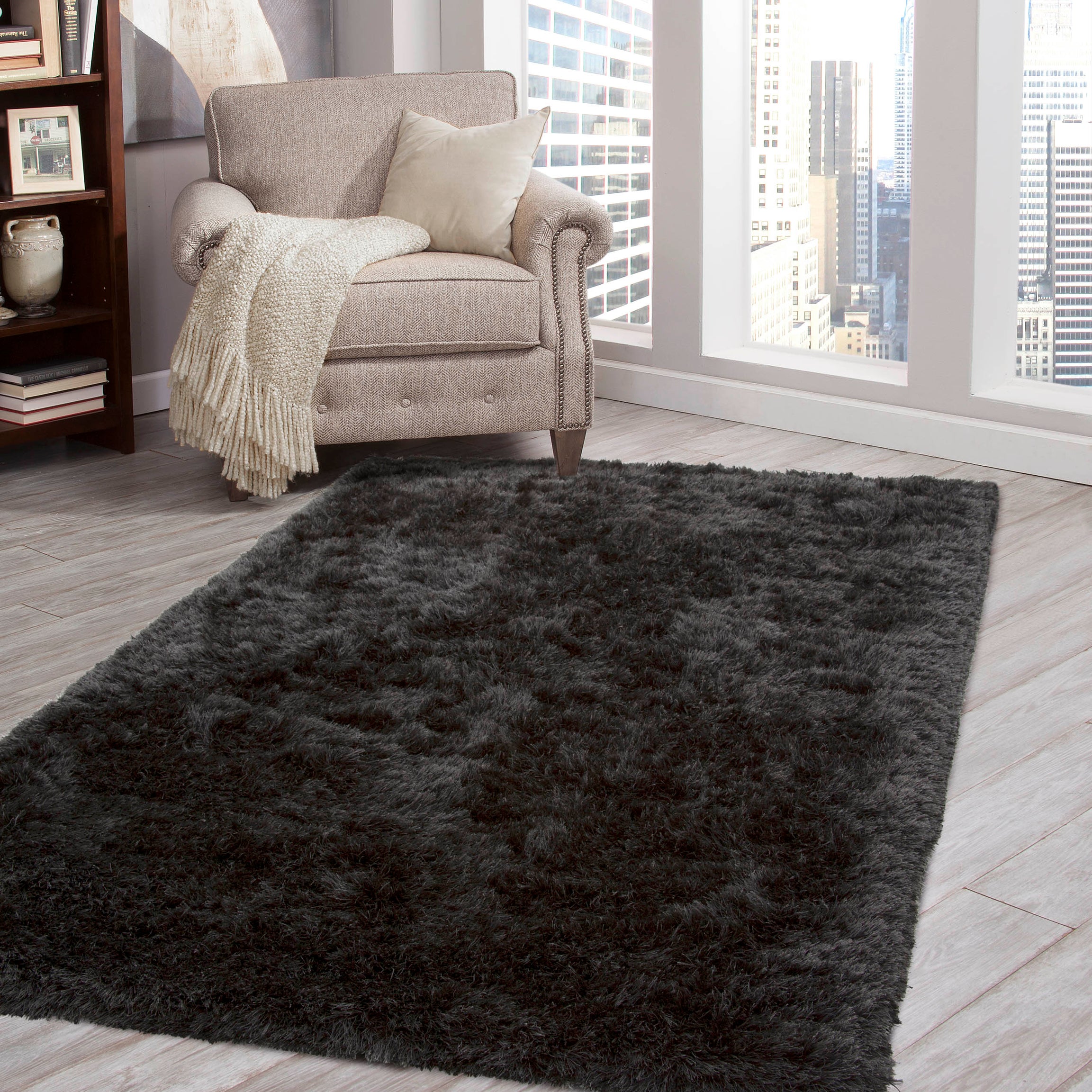 Shag Charcoal Area Rug 8x10--1