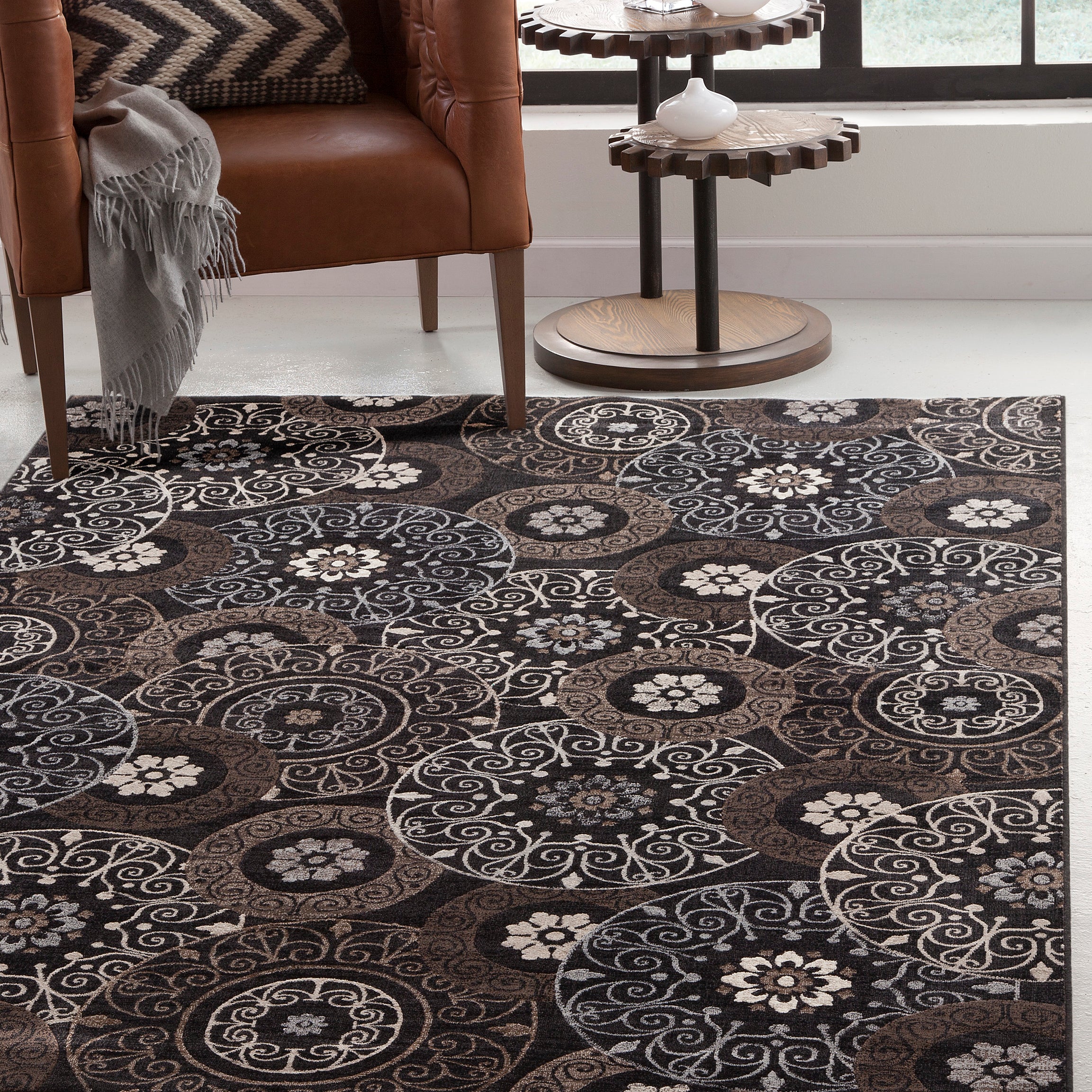 Lundy Chocolate/Black/Beige Area Rug 5x8--1