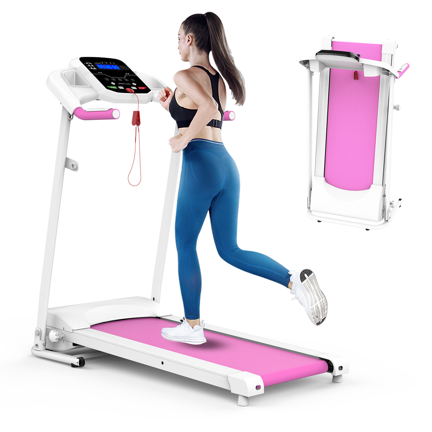 Foldable Electric Treadmill 2.5HP Motorized Running Machine with 12 Perset Programs 265LBS Weight Capacity Walking Jogging Treadmill--1