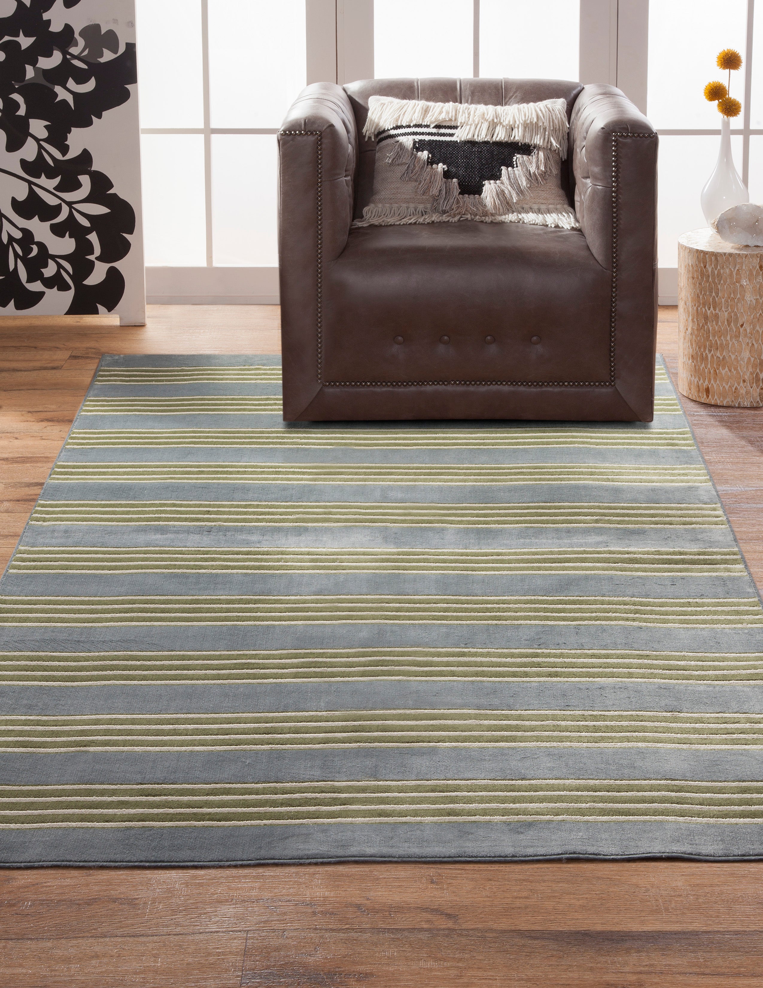 Tomkin Light Blue/Green/Ivory Area Rug 5x8--1