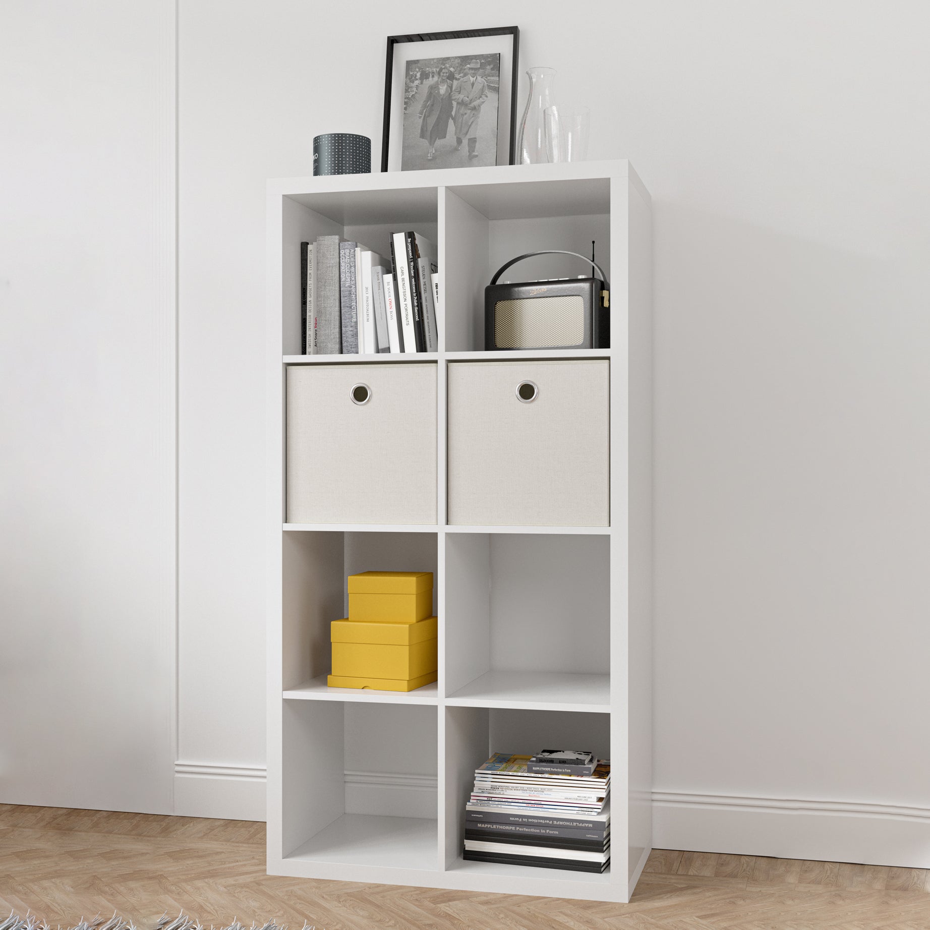 Smart Cube 8-Cube Organizer Storage with Opened Back Shelves,2 X 4 Cube Bookcase Book Shleves for Home, Office (White)--1