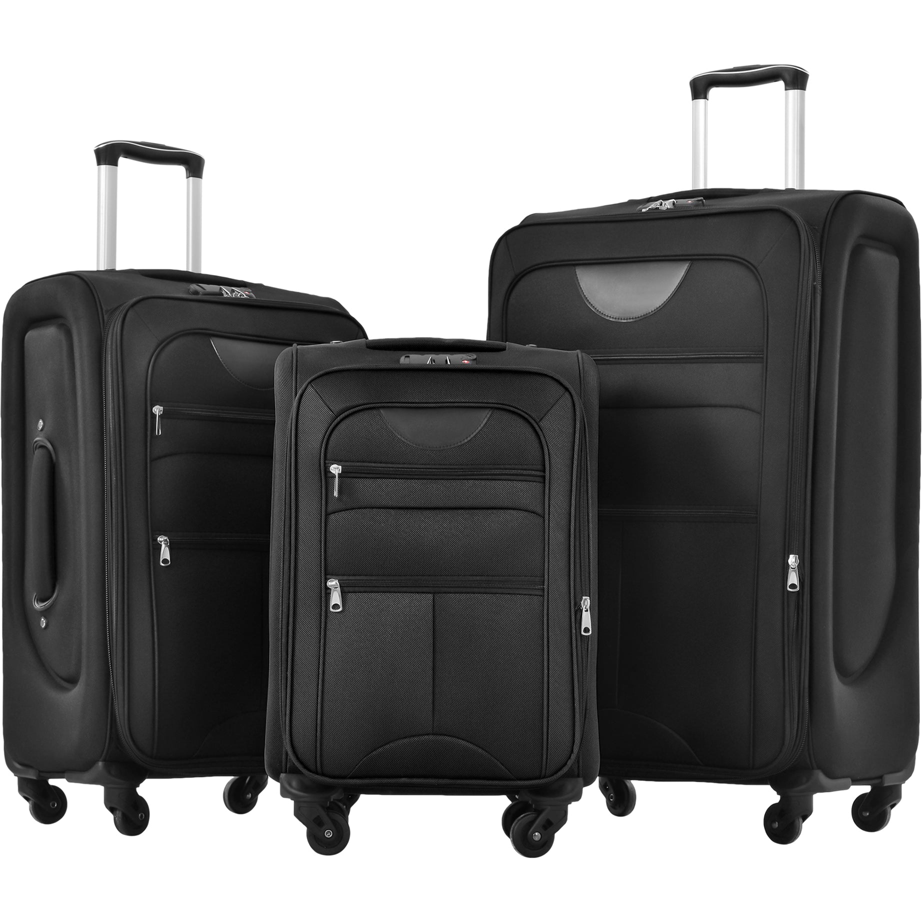 Softside Luggage Expandable 3 Piece Set Suitcase Upright Spinner Softshell Lightweight Luggage Travel Set--1