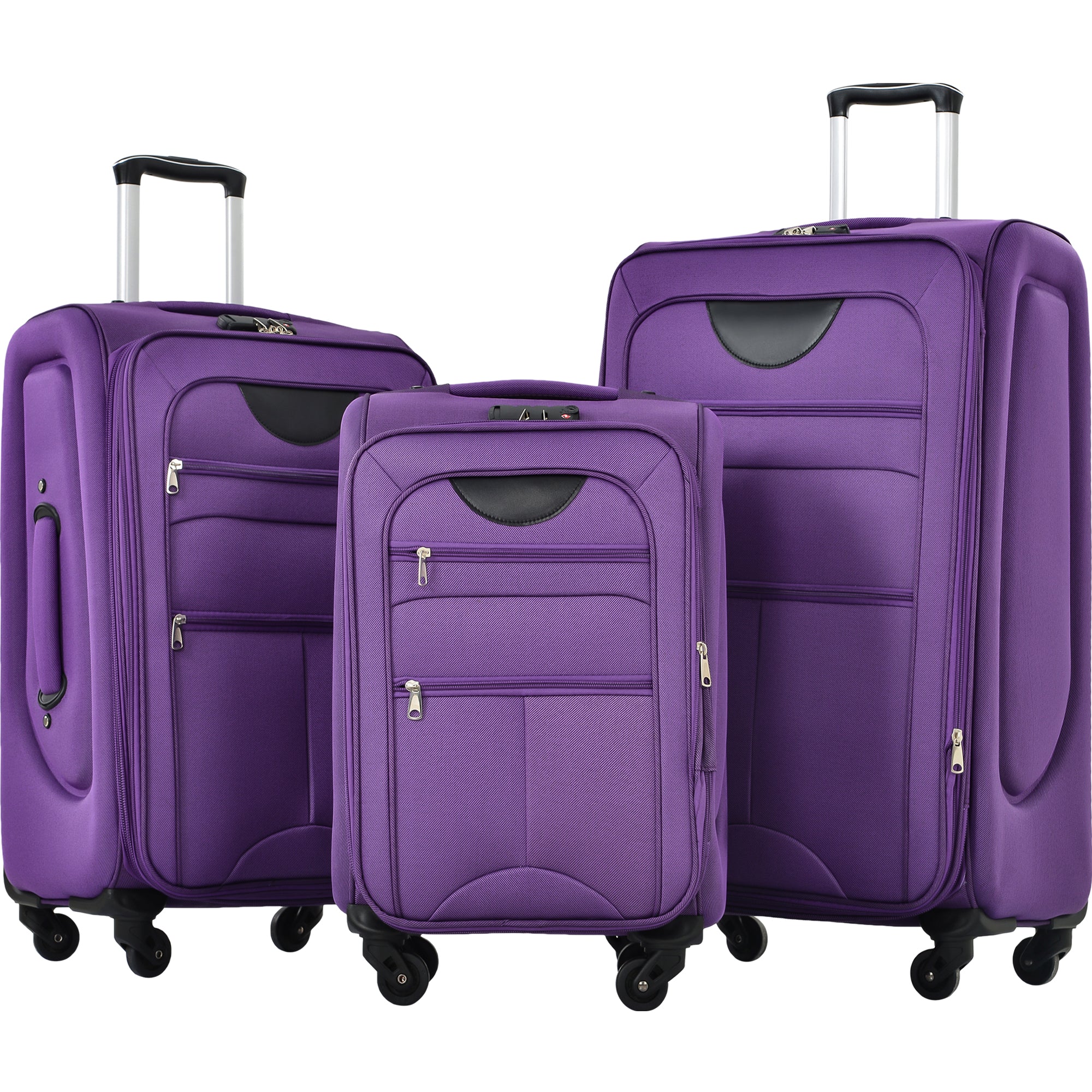 Softside Luggage Expandable 3 Piece Set Suitcase Upright Spinner Softshell Lightweight Luggage Travel Set--1