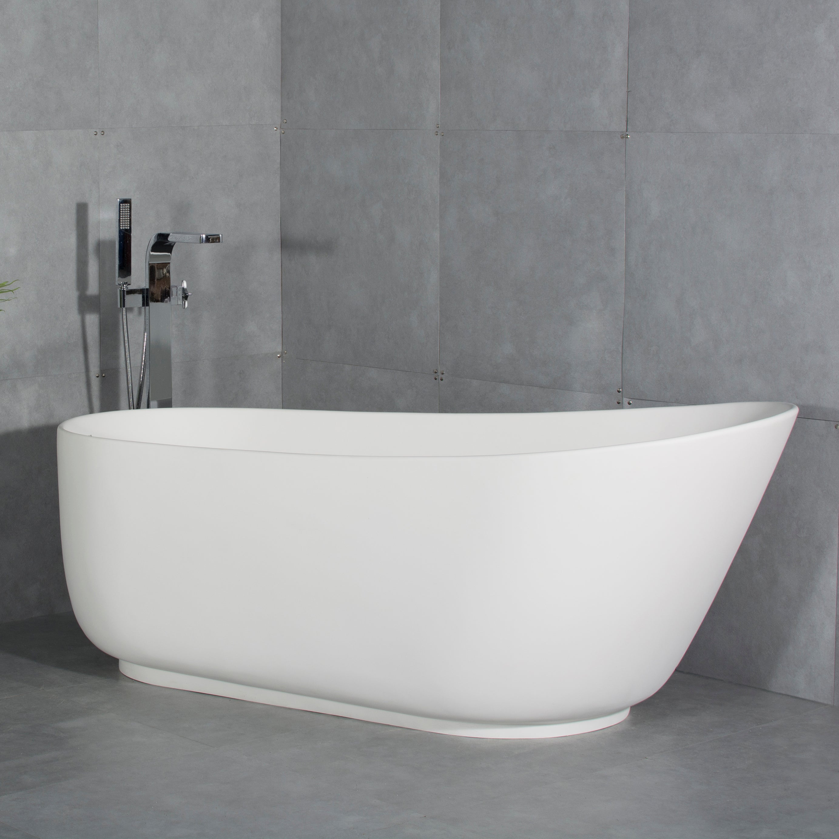 67-inch solid surface stone resin oval shape soaking bathtub with overflow for the bathroom--1