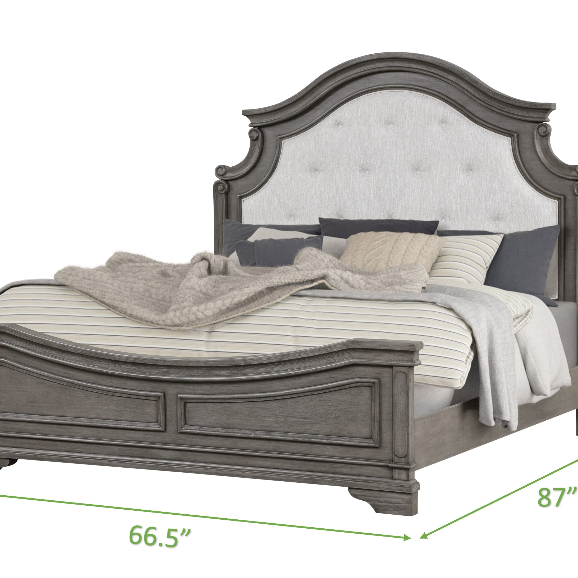 Grace Traditional Style Queen Bed Made with wood in Rustic Gray--3