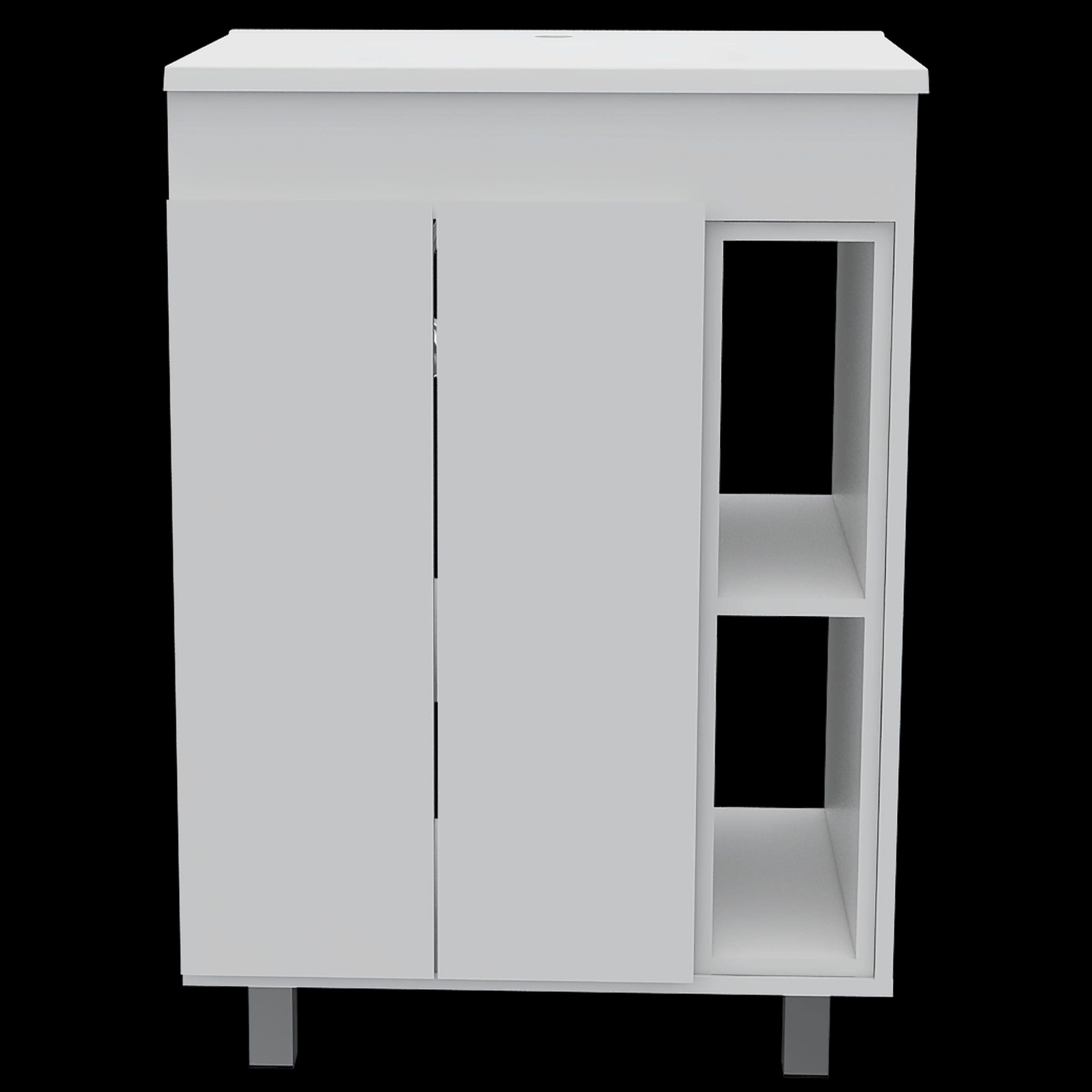 Malden 2-Shelf Rectangle Freestanding Vanity Cabinet White--3