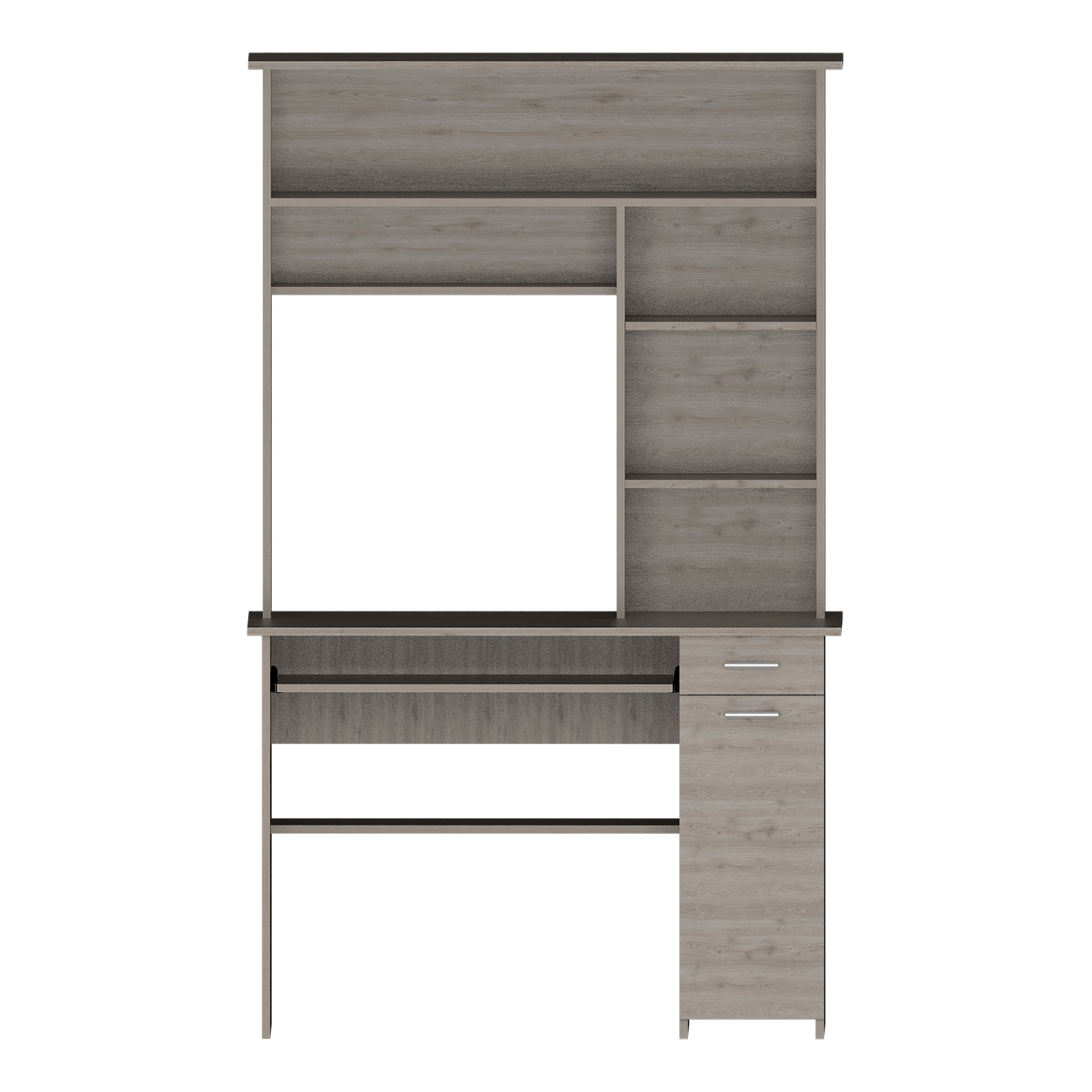 Aberdeen 2-Drawer 7-Shelf Computer Desk with Hutch Light Gray--4