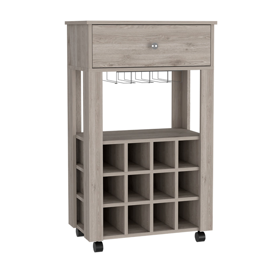 Ambler 1-Drawer 12-Bottle Wine Cabinet Light Grey--1