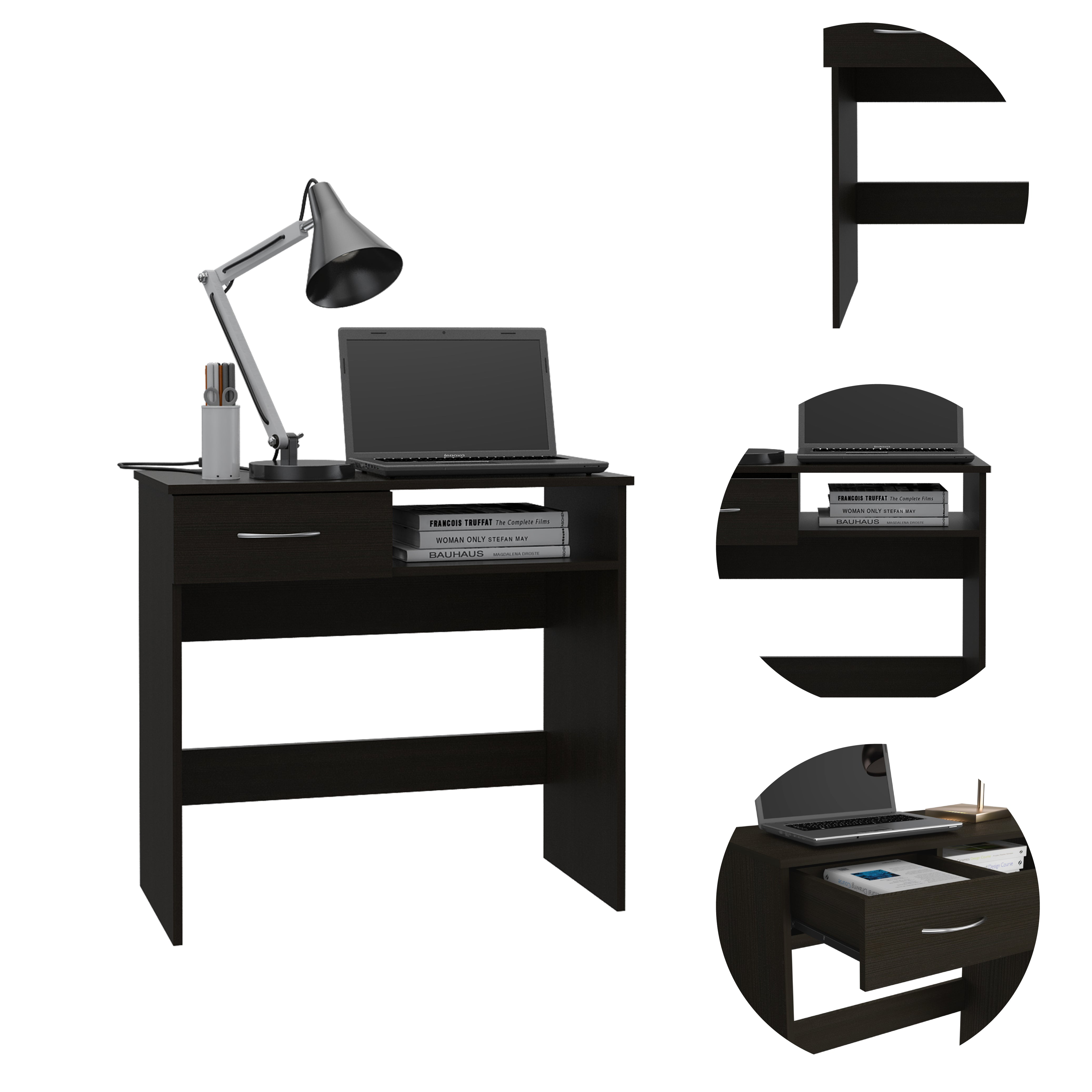 Nottingham 2-Piece 7-Shelf 1-Drawer Home Office Set Black Wengue--2