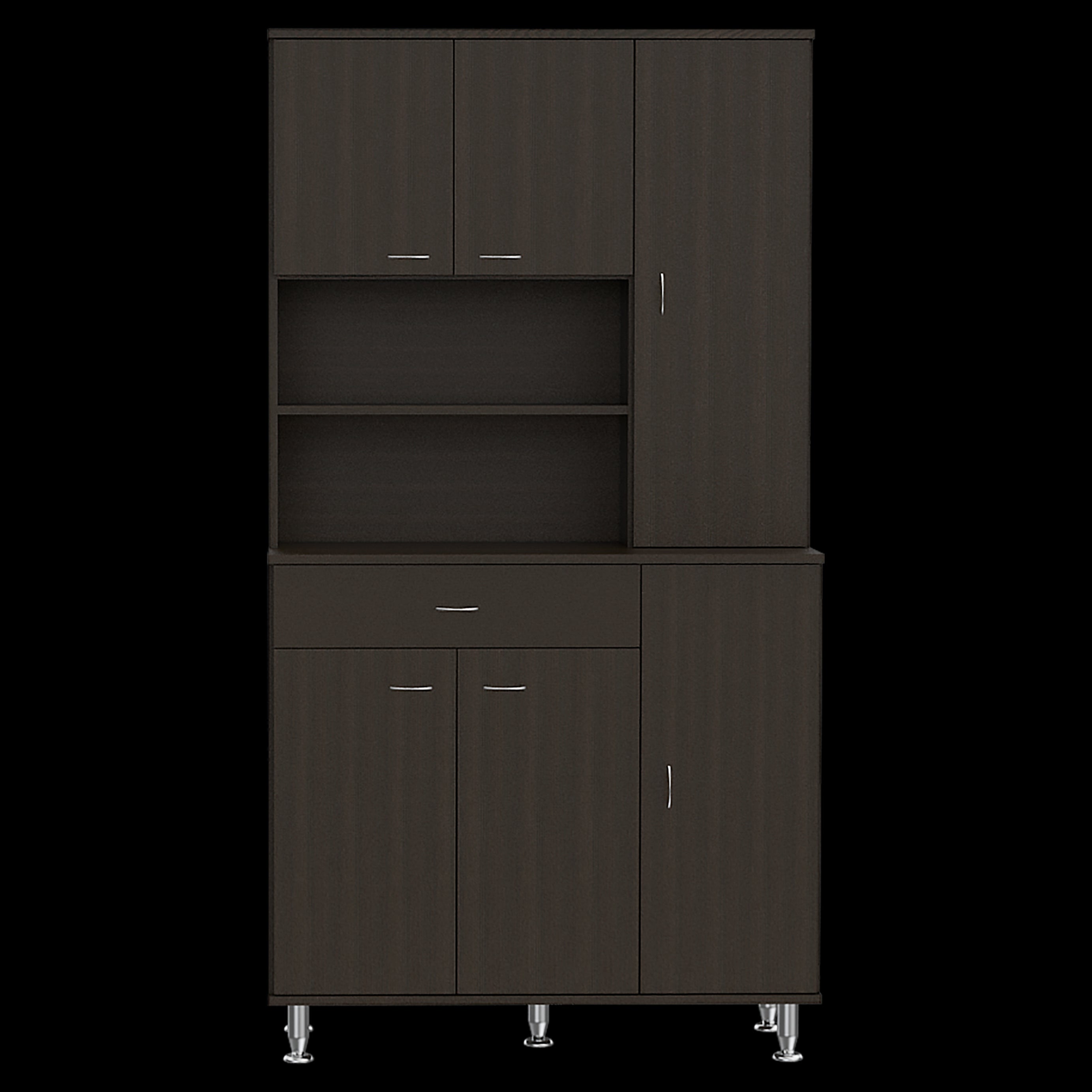 Tigard 1-Shelf 1-Drawer Pantry Cabinet Black Wengue--4