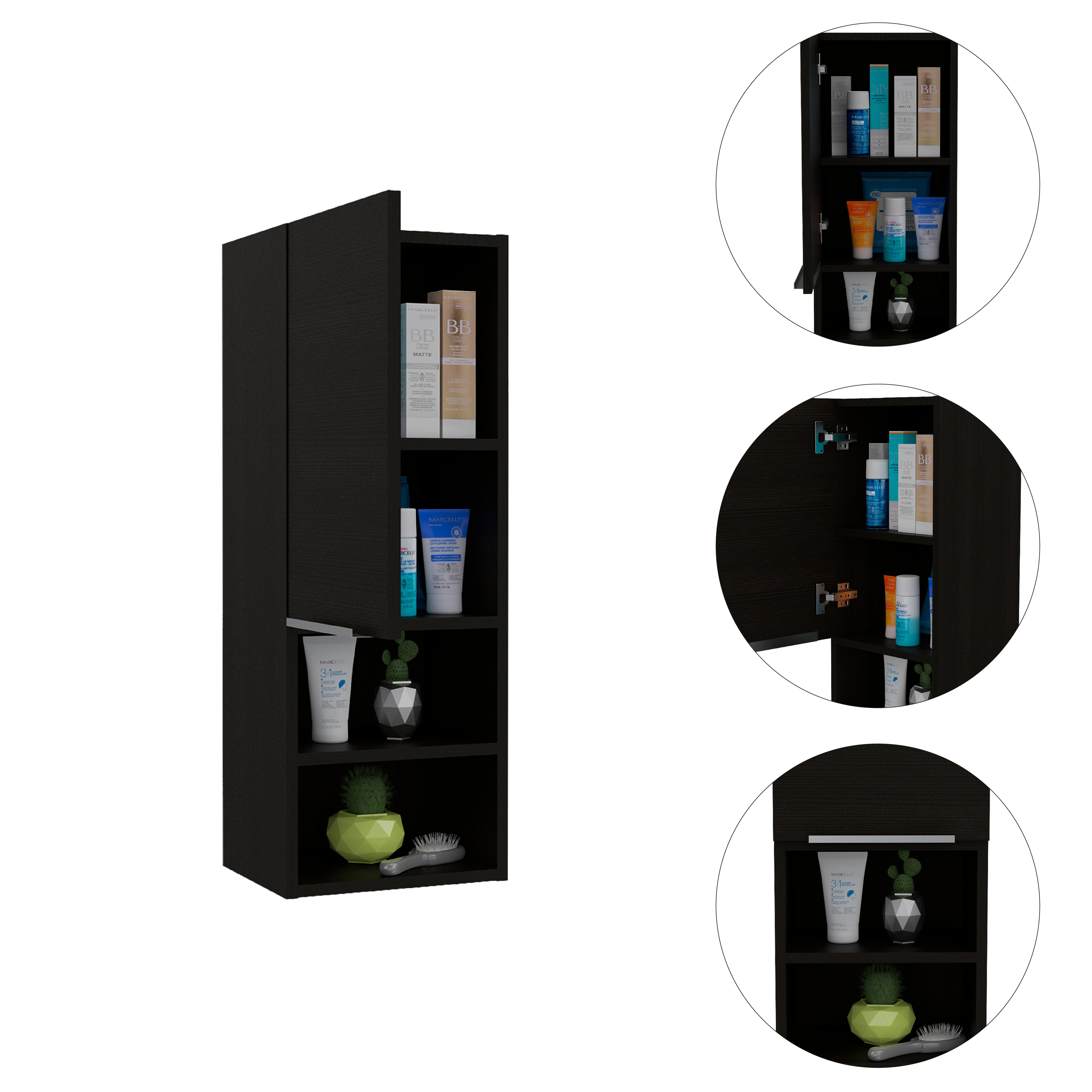 Kingston Rectangle 2-Shelf Medicine Cabinet  Black Wengue--1