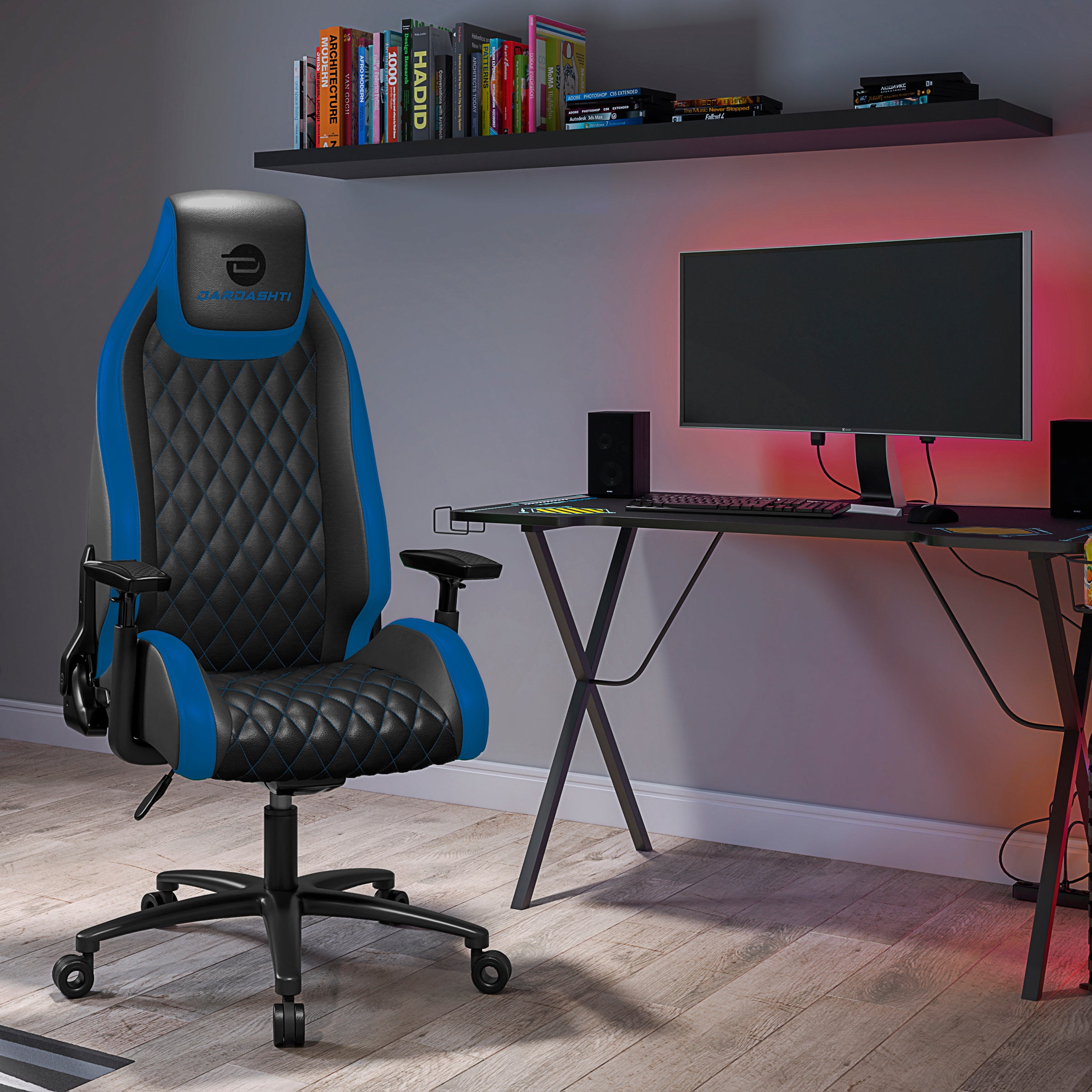 Next-Gen Ergonomic Gaming Chair, 8 Way Adjustable Arm Rest, Multi-Tilt, Steel Frame in Blue--1