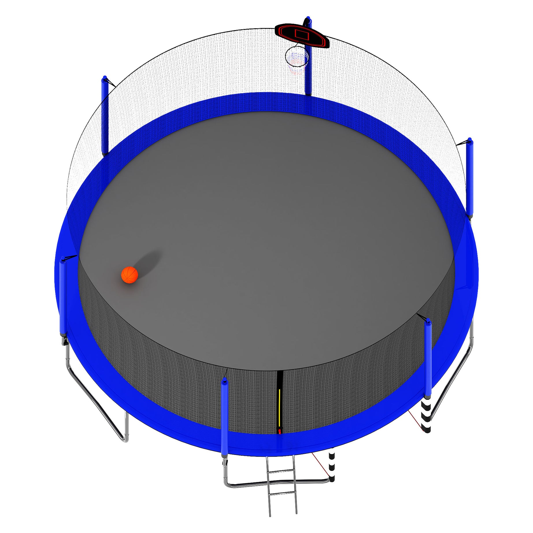 16FT Trampoline with Basketball Hoop pump and Ladder(Inner Safety Enclosure) with soccer goal blue--1