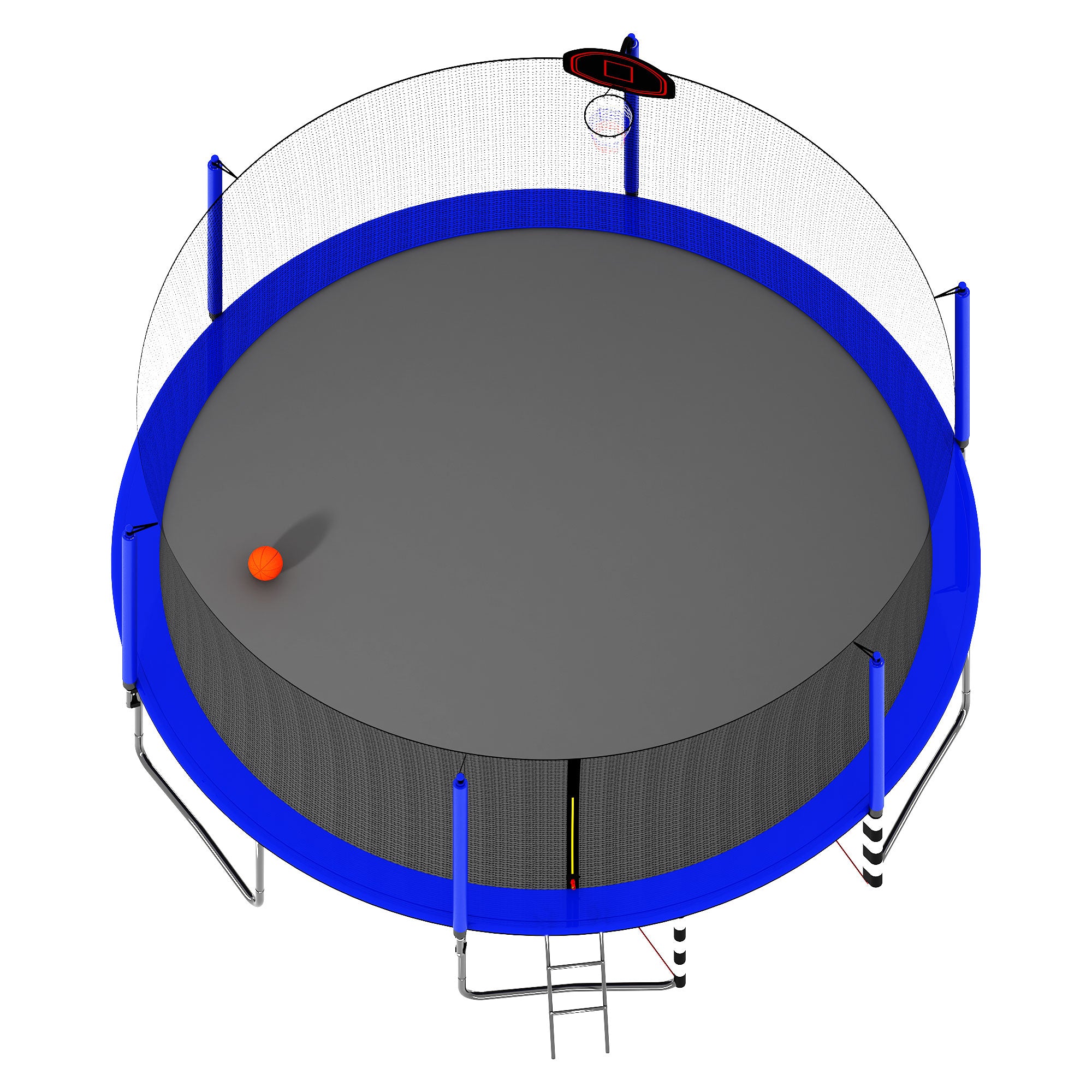 16FT Trampoline with Basketball Hoop pump and Ladder(Inner Safety Enclosure) with soccer goal blue--1