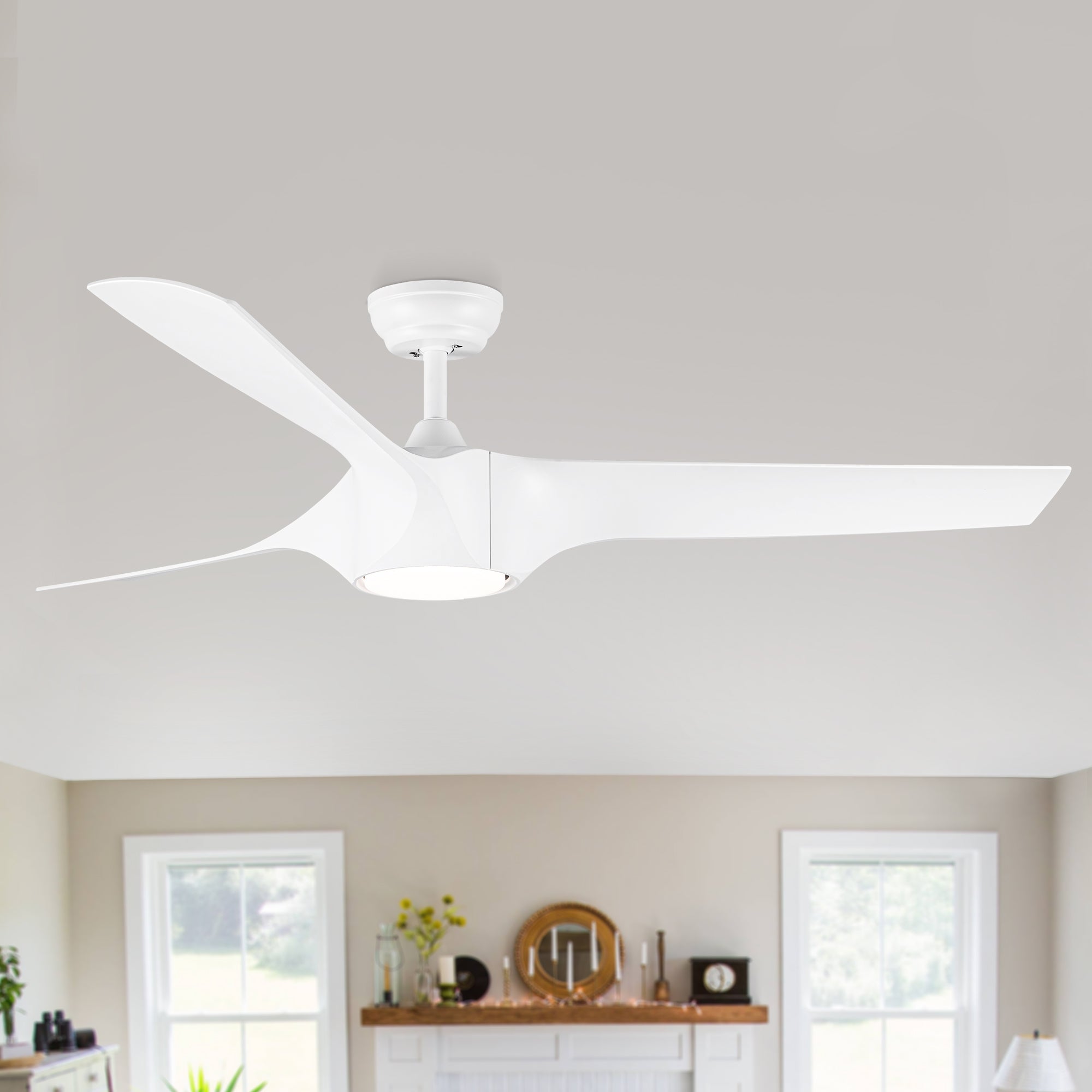 56 In.Intergrated LED Ceiling Fan with White ABS Blade--1