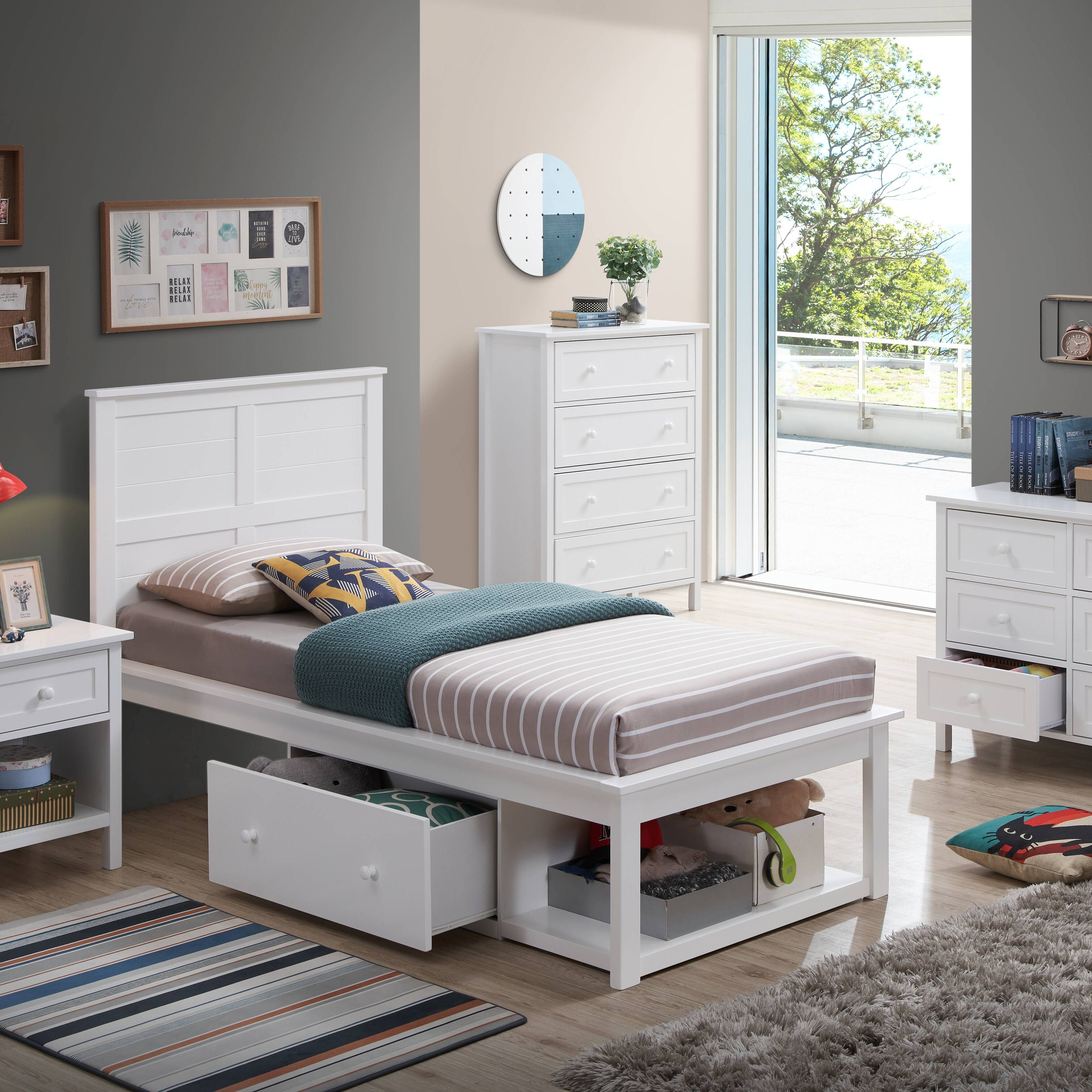 ACME Lolanda TWIN BED White Finish BD00649T--1