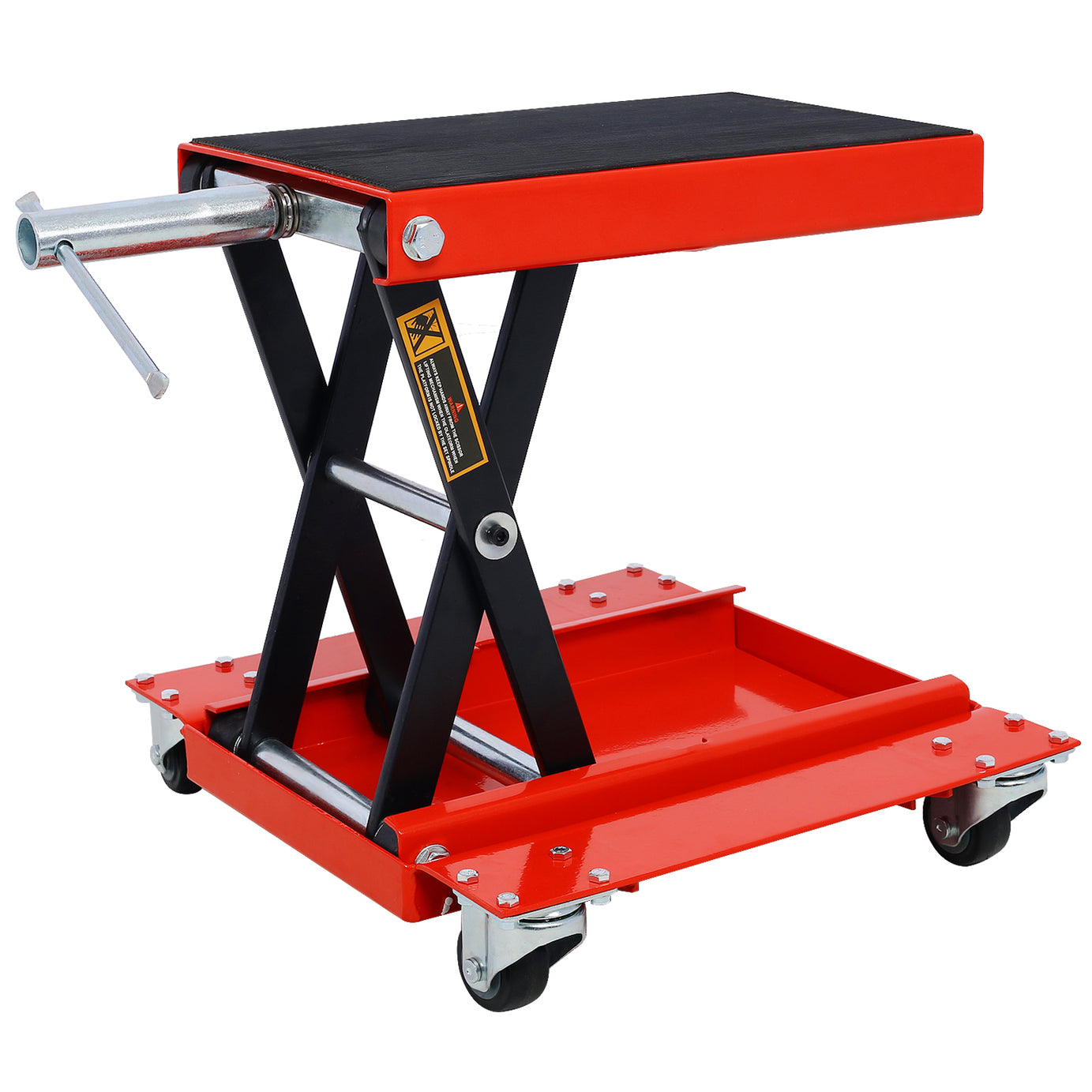 1100lb Motorcycle lift with dolly Jack,Scissor Lift Jack Wide Deck,Front Rear Center Tire Wheel Engine Stand ,Portable Bike Rack--1