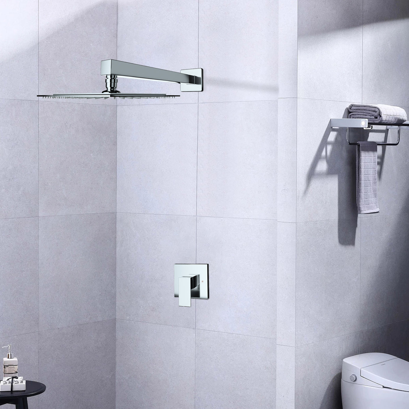 Wall Mounted Shower Faucet in Chrome plated (Valve Included)--1