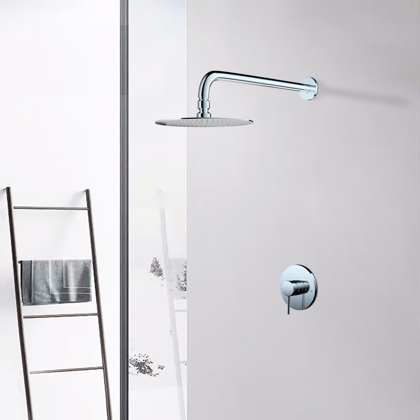 Wall Mounted Shower Faucet in Chrome(Valve Included)--1