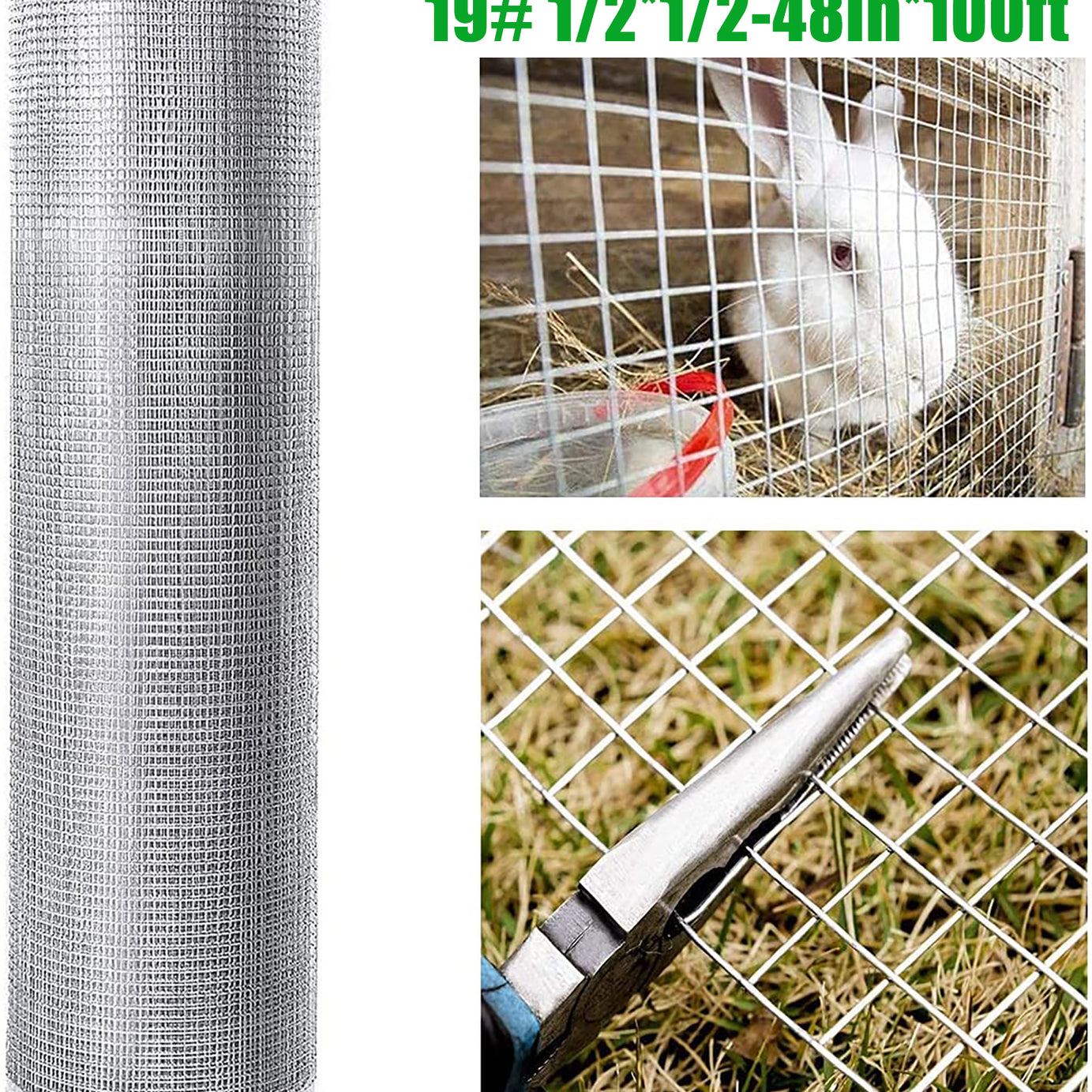 48inx100ft 1/2 in 19 Gauge Hardware Cloth Welded Cage Wire Chicken Fence mesh Rolls Square Chicken Wire Netting Raised Garden Rabbit Fence Snake Fencing Rodent Animals--1