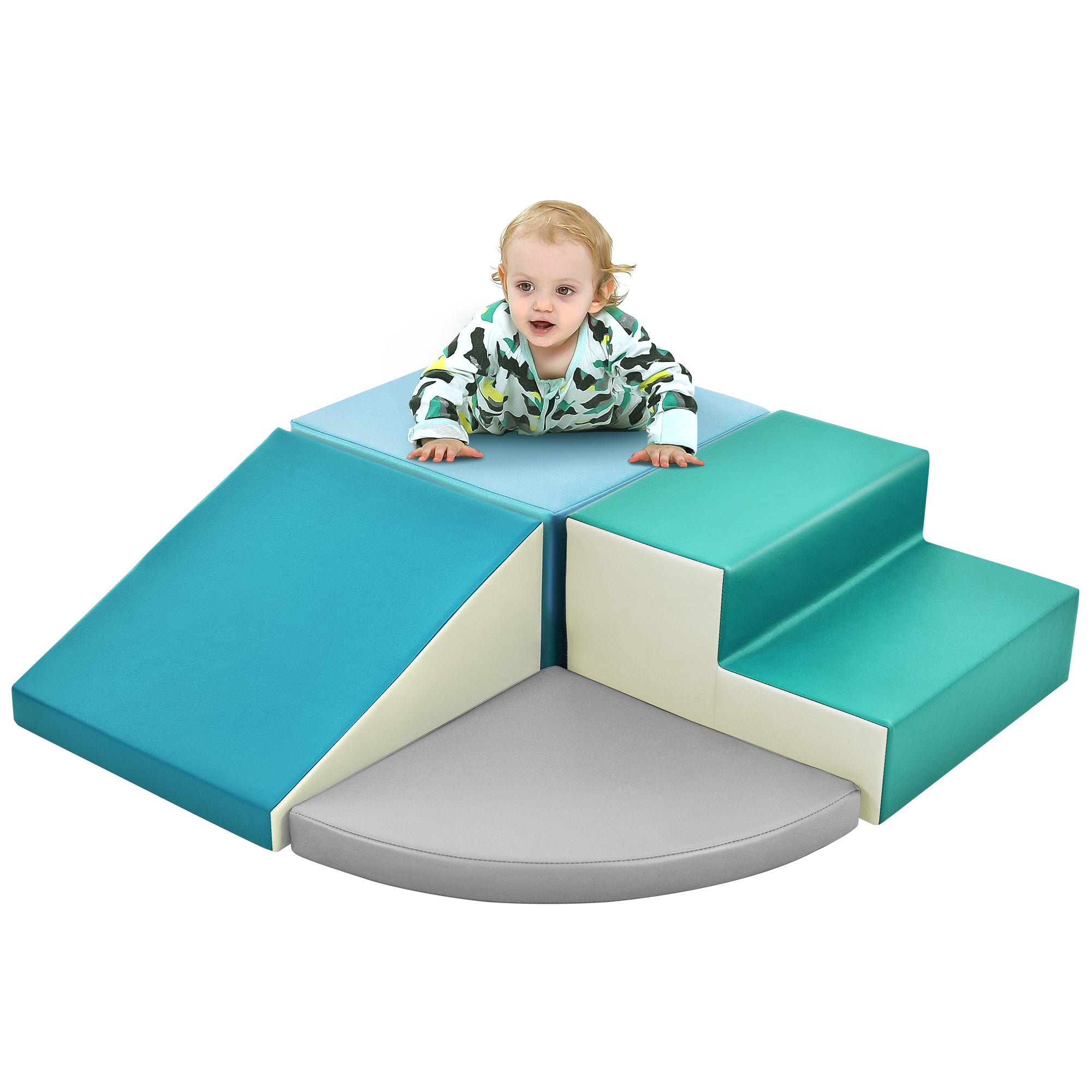 Soft Climb and Crawl Foam Playset, Safe Soft Foam Nugget Block for Infants, Preschools, Toddlers, Kids Crawling and Climbing Indoor Active Play Structure--1