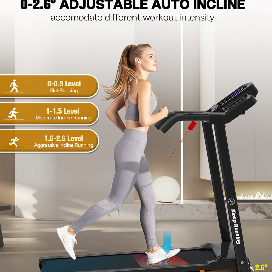 Foldable Treadmill with Incline, Folding Treadmill for Home Electric Treadmill Workout Running Machine, Handrail Controls Speed, Pulse Monitor,APP--2