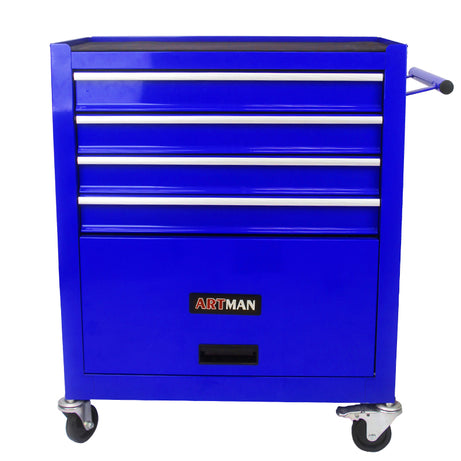 4 DRAWERS MULTIFUNCTIONAL TOOL CART WITH WHEELS-BLUE--1