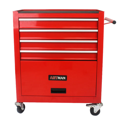 4 DRAWERS MULTIFUNCTIONAL RED TOOL CART WITH WHEELS--1