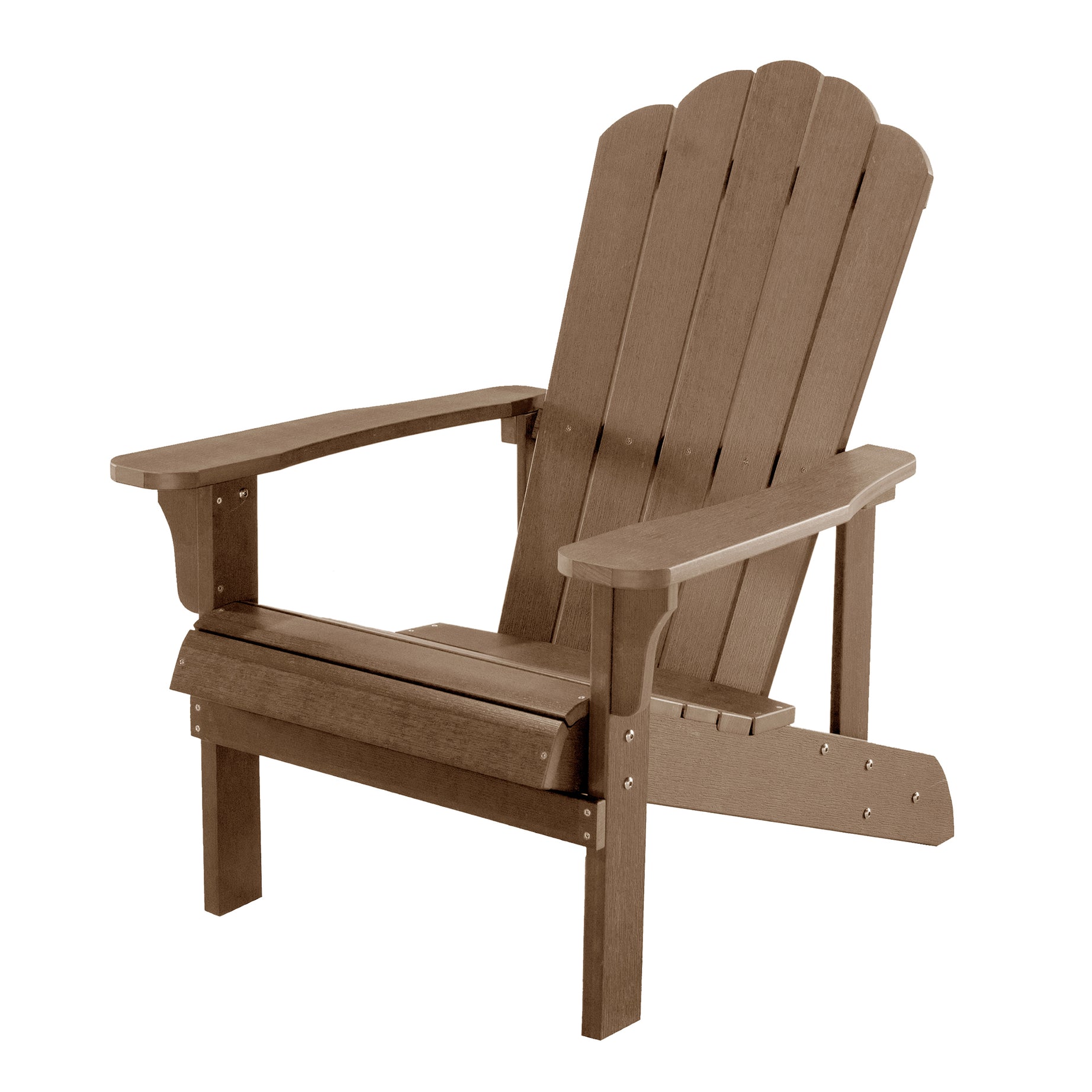 Key West Outdoor Plastic Wood Adirondack Chair, Patio Chair for Deck, Backyards, Lawns, Poolside, and Beaches, Weather Resistant, Brown--1