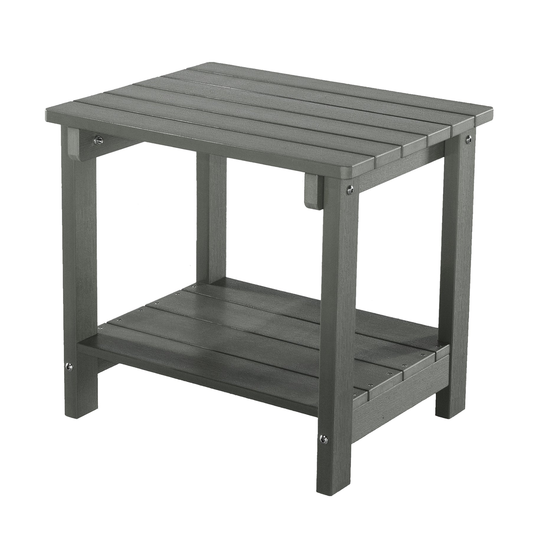 Key West Weather Resistant Outdoor Indoor Plastic Wood End Table, Patio Rectangular Side table, Small table for Deck, Backyards, Lawns, Poolside, and Beaches, Grey--1