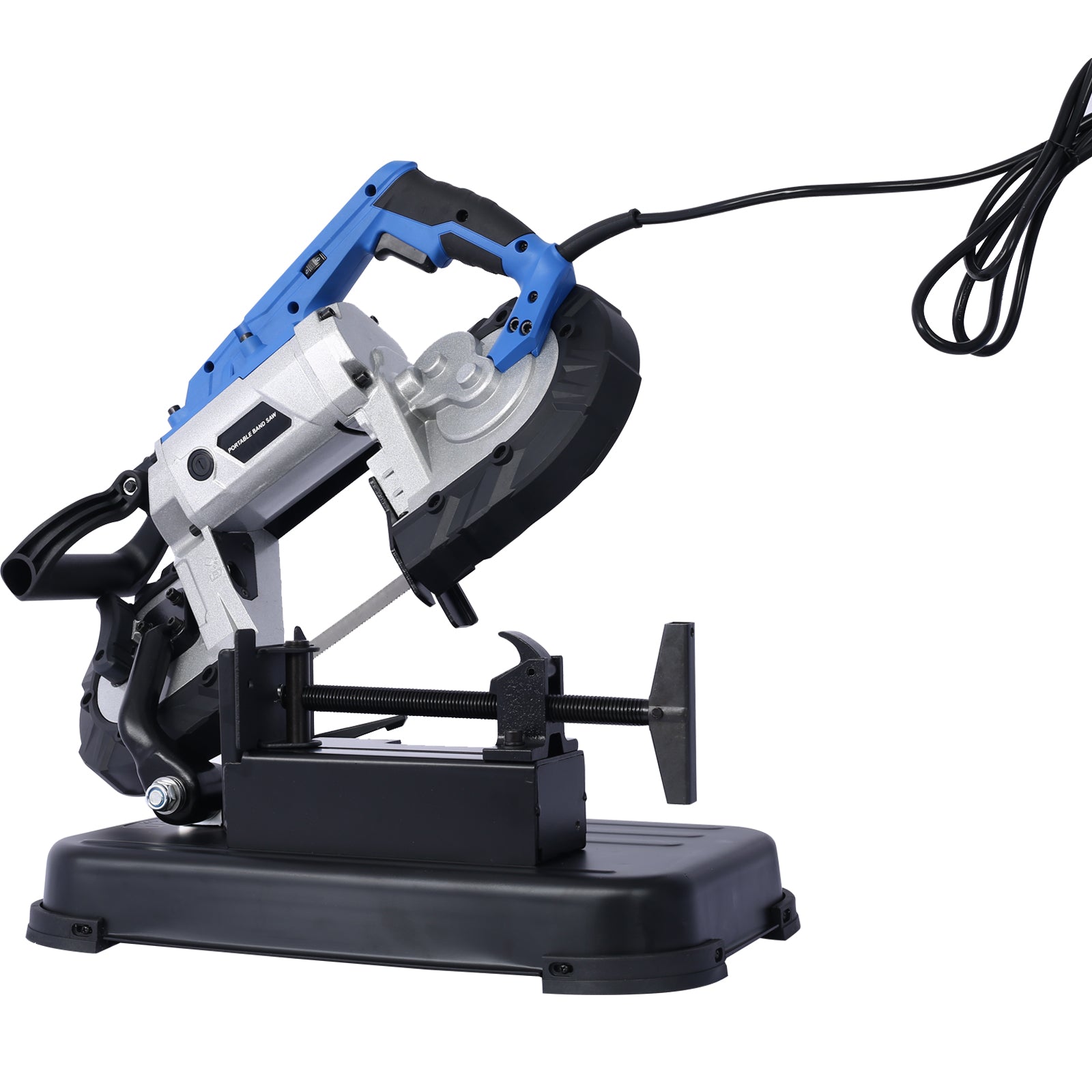 High-Performance Portable Band Saw with Removable Stainless Steel Base, 45°-90° Cutting, 10A 1100W Motor, 5-inch Depth Cut,--1