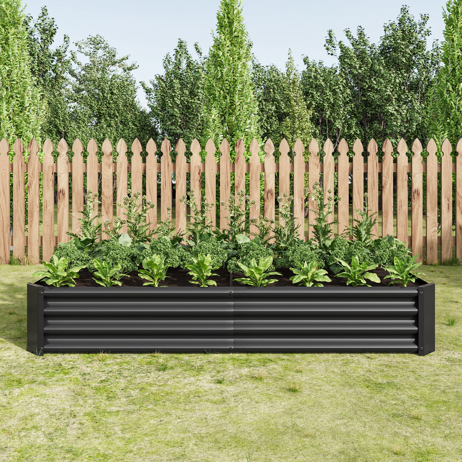 Raised Garden Bed Outdoor, 6×3×1ft , Metal Raised  Rectangle Planter Beds for Plants, Vegetables, and Flowers - Black--1