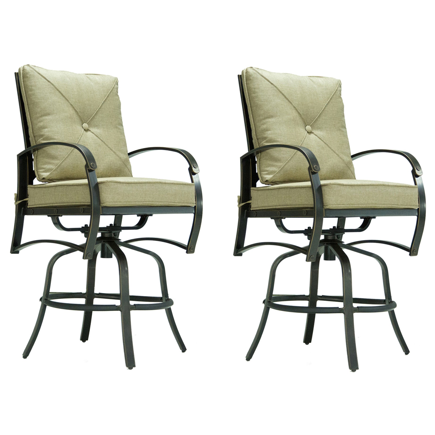 Bar Chair With Back and Seat Cushion, Set of 2--1