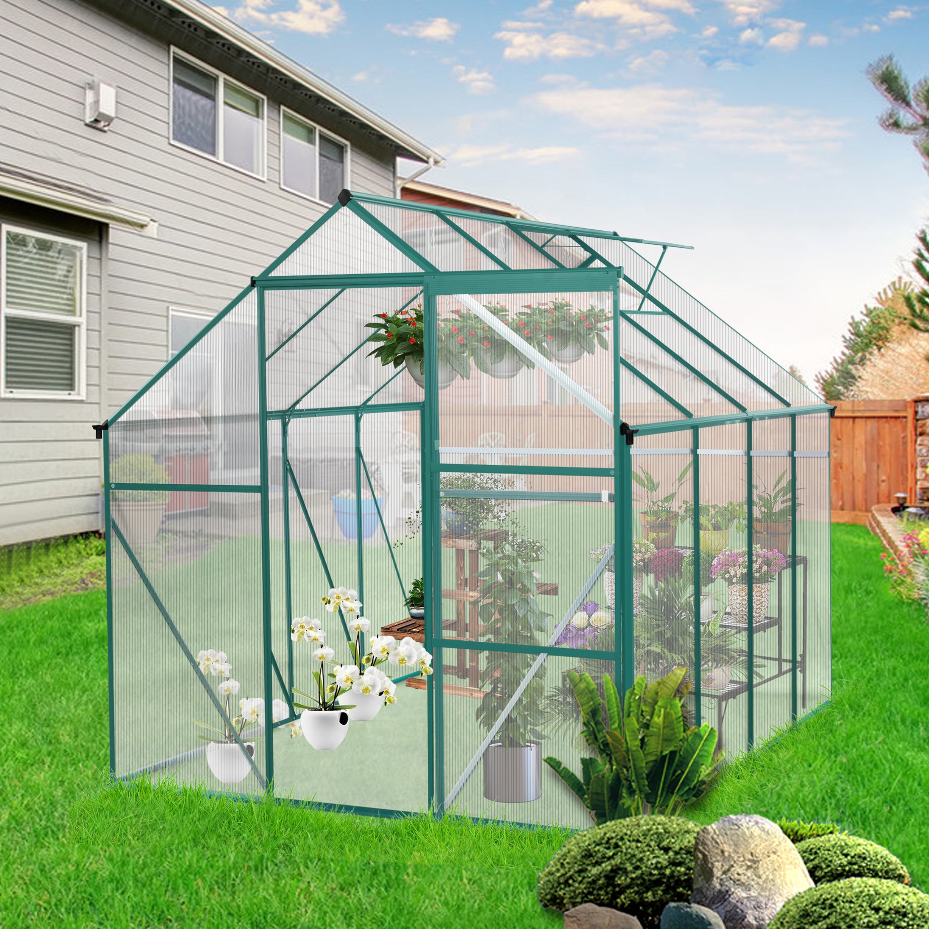 Green-6 x 8 FT Outdoor Patio Greenhouse--1