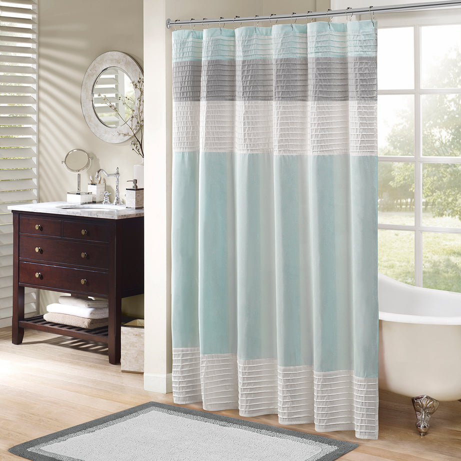 Faux Silk Shower Curtain--1