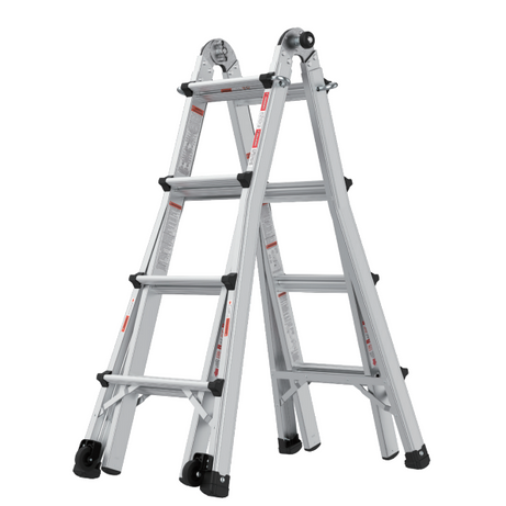 Aluminum Multi-Position Ladder with Wheels, 300 lbs Weight Rating, 17 FT--1