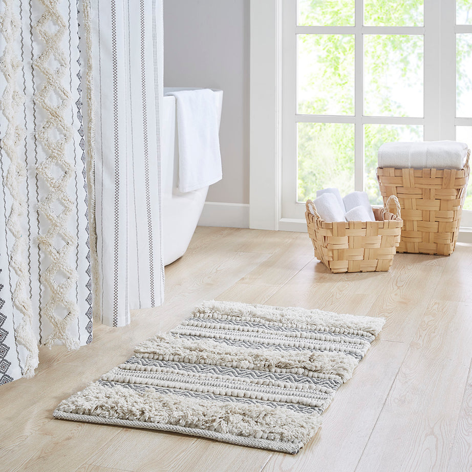 Woven Texture Stripe Bath Rug--1