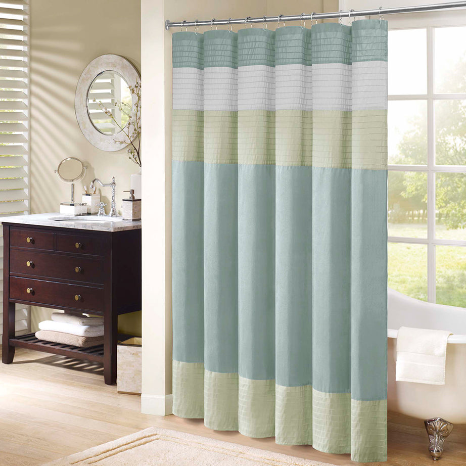 Faux Silk Shower Curtain--1