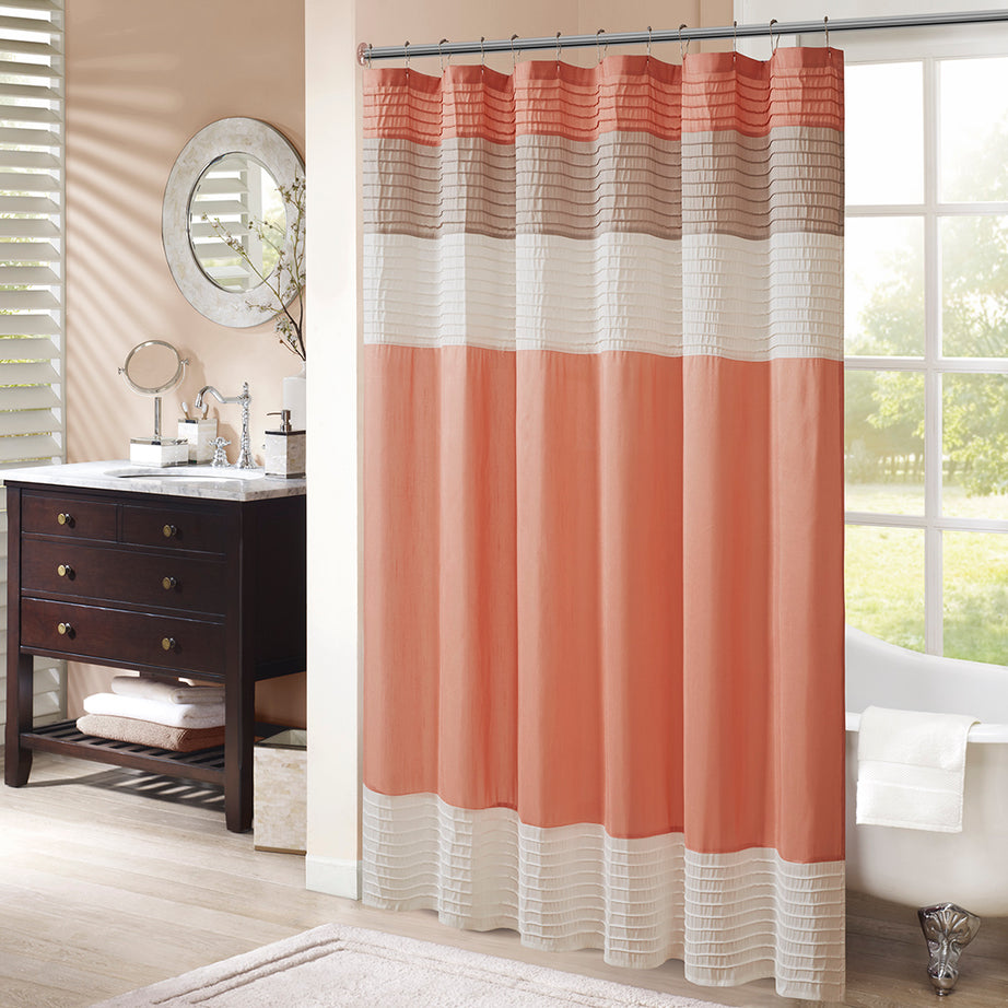 Faux Silk Shower Curtain--1