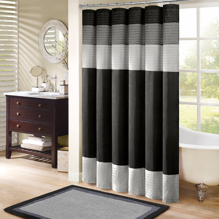 Faux Silk Shower Curtain--1