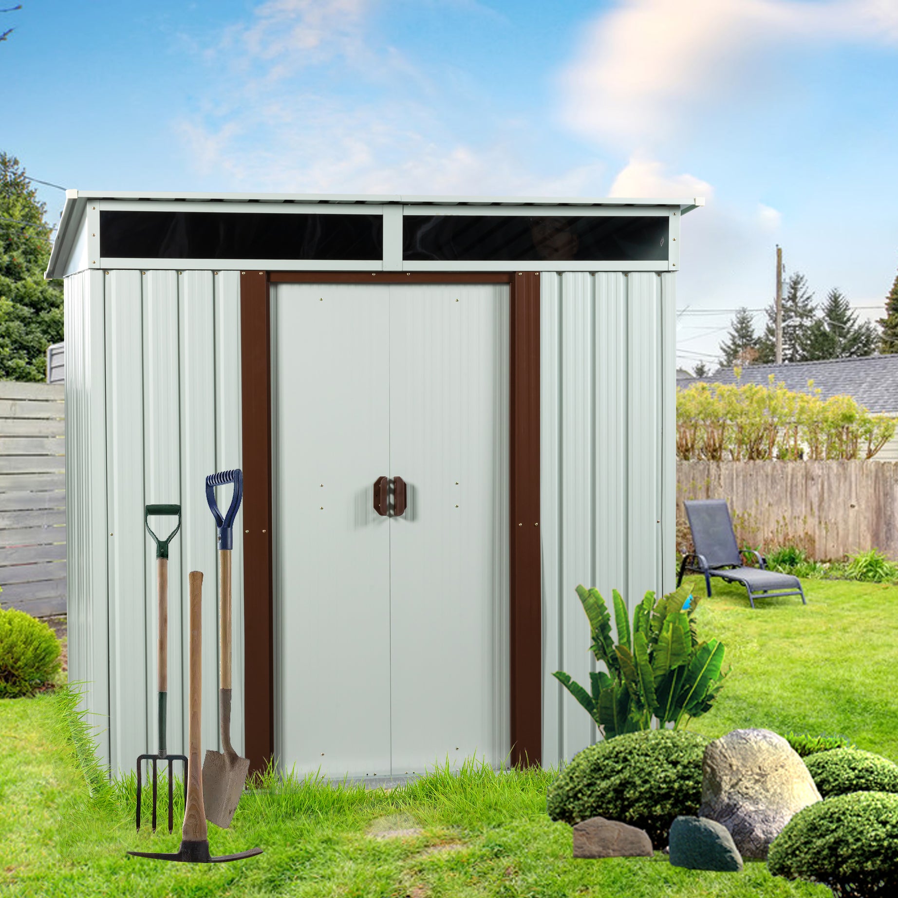 6ft x 5ft Outdoor Metal Storage Shed White--1