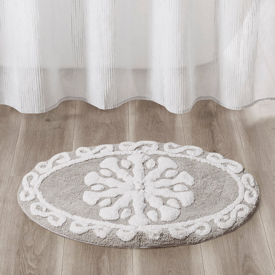 Medallion Cotton Tufted Bath Rug--1