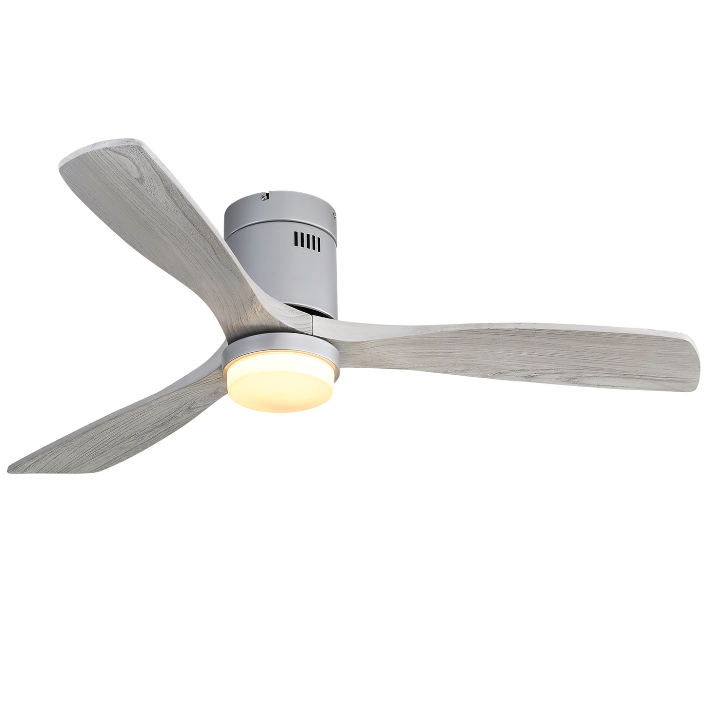 52 Inch Ceiling Fan With Lights 3 Solid Wood Fan Blade Noiseless Reversible Motor Remote Control With Light--1