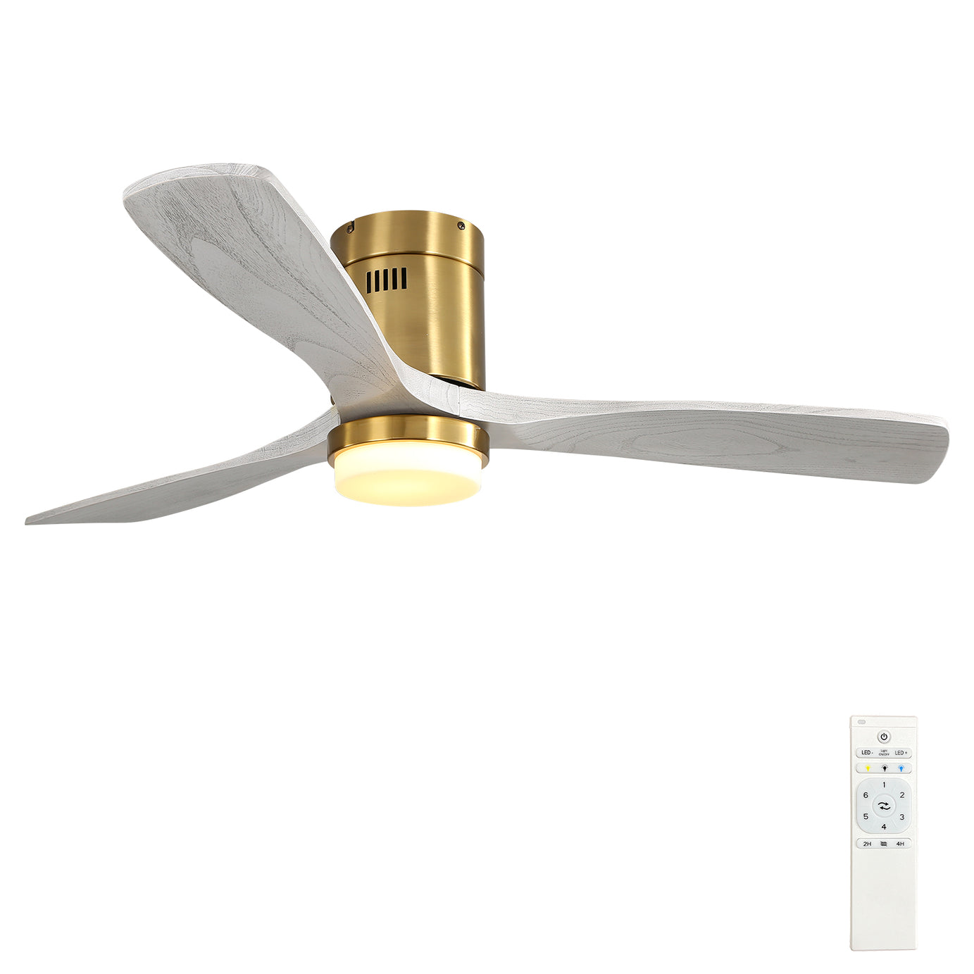 52 Inch Decorative LED Ceiling Fan With Dimmable LED Light 6 Speed Remote 3 Solid Wood Blades Reversible DC Motor For Living Room--1