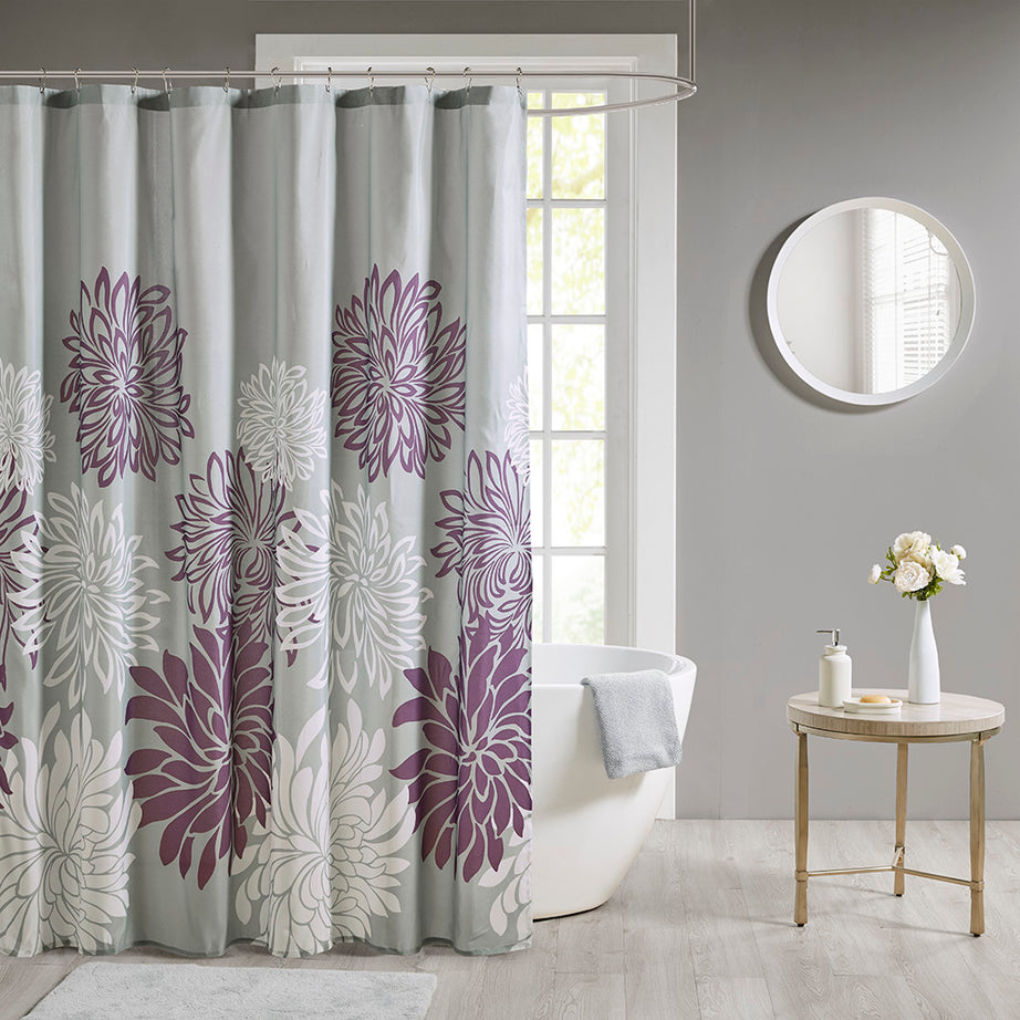 Printed Floral Shower Curtain--1