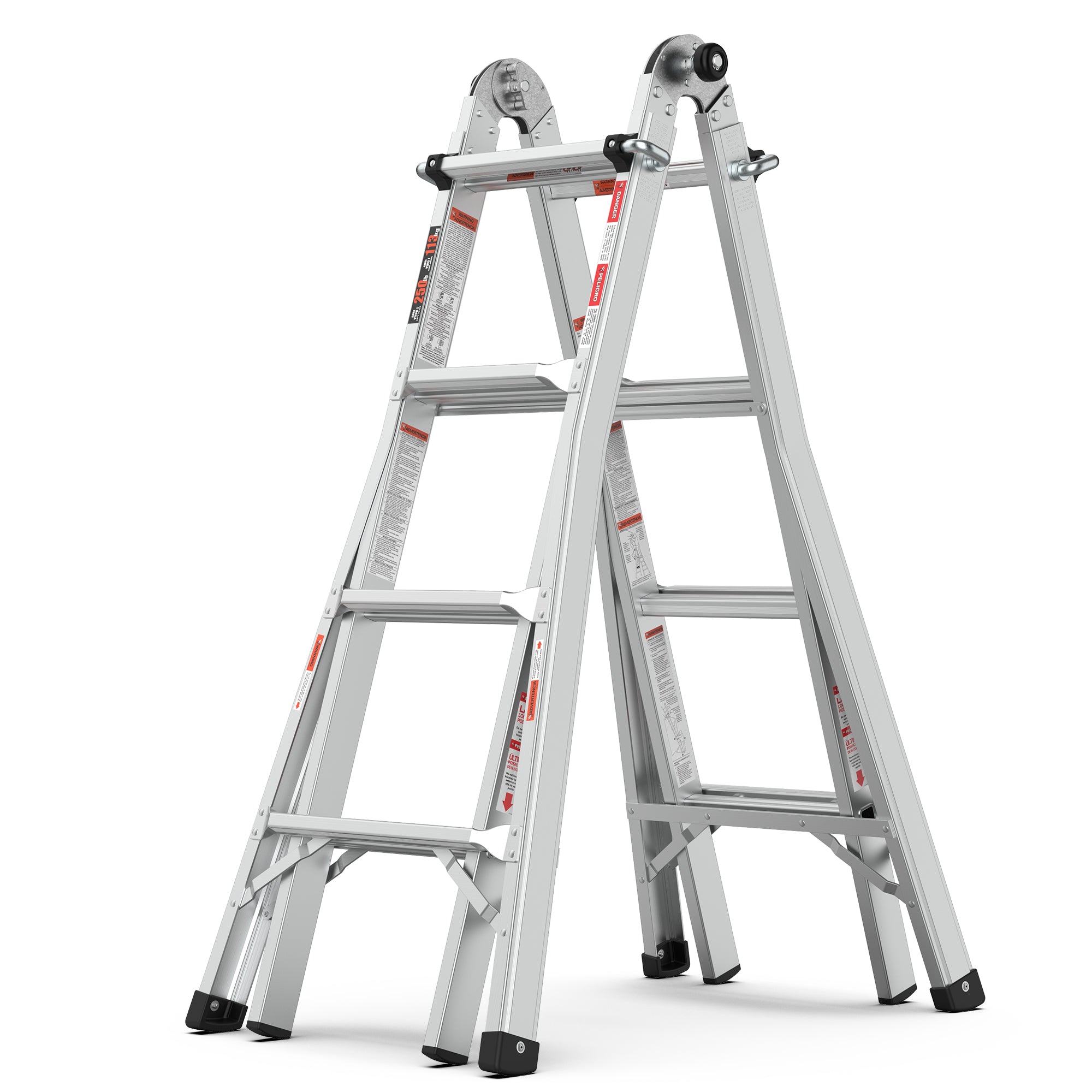 Multi position foldable engineering multifunctional aluminum alloy ladder A-type ladder straight ladder 17ft for home--1